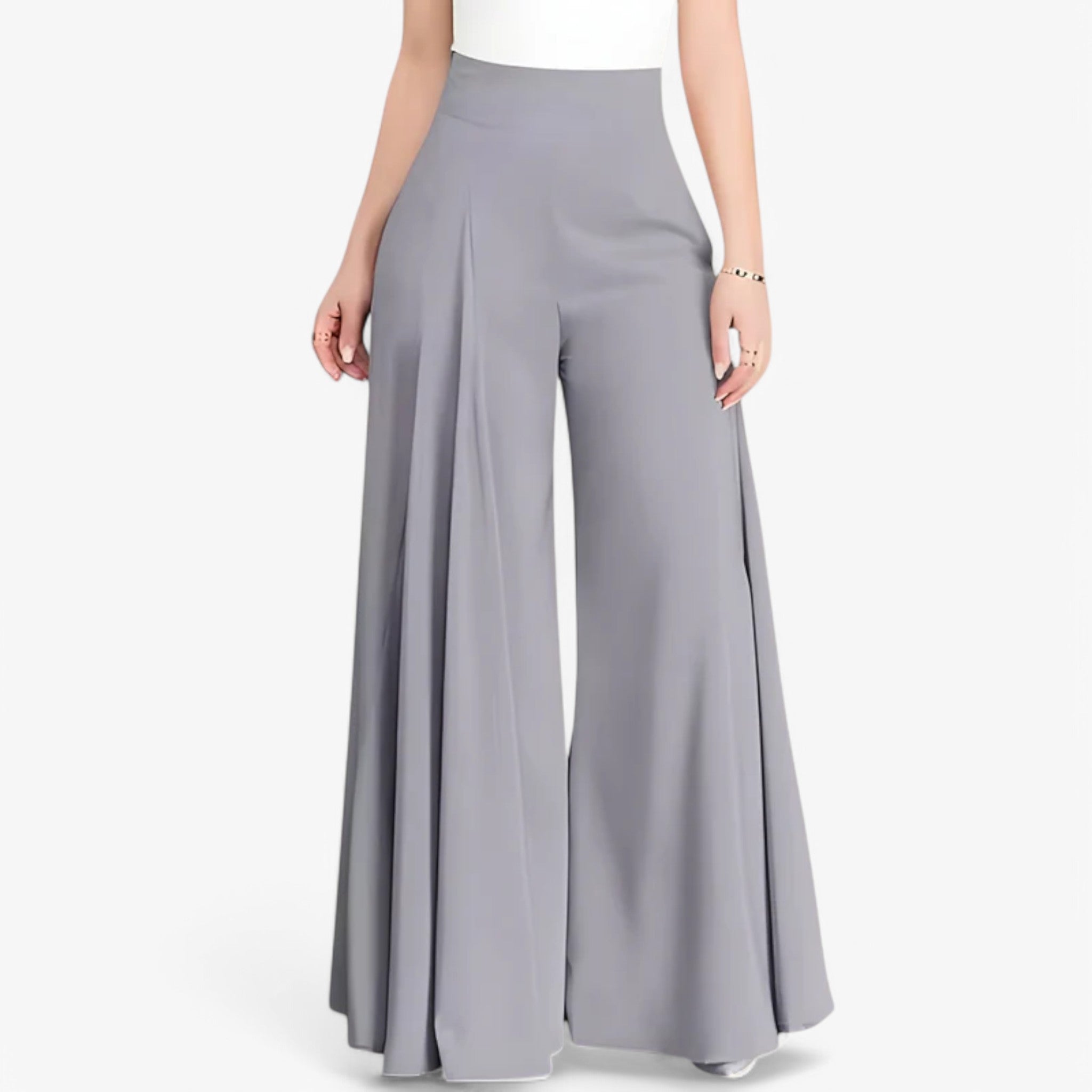 Anna | Pantaloni a gamba larga: eleganti e comodi - Grigio - - Concept Palermo