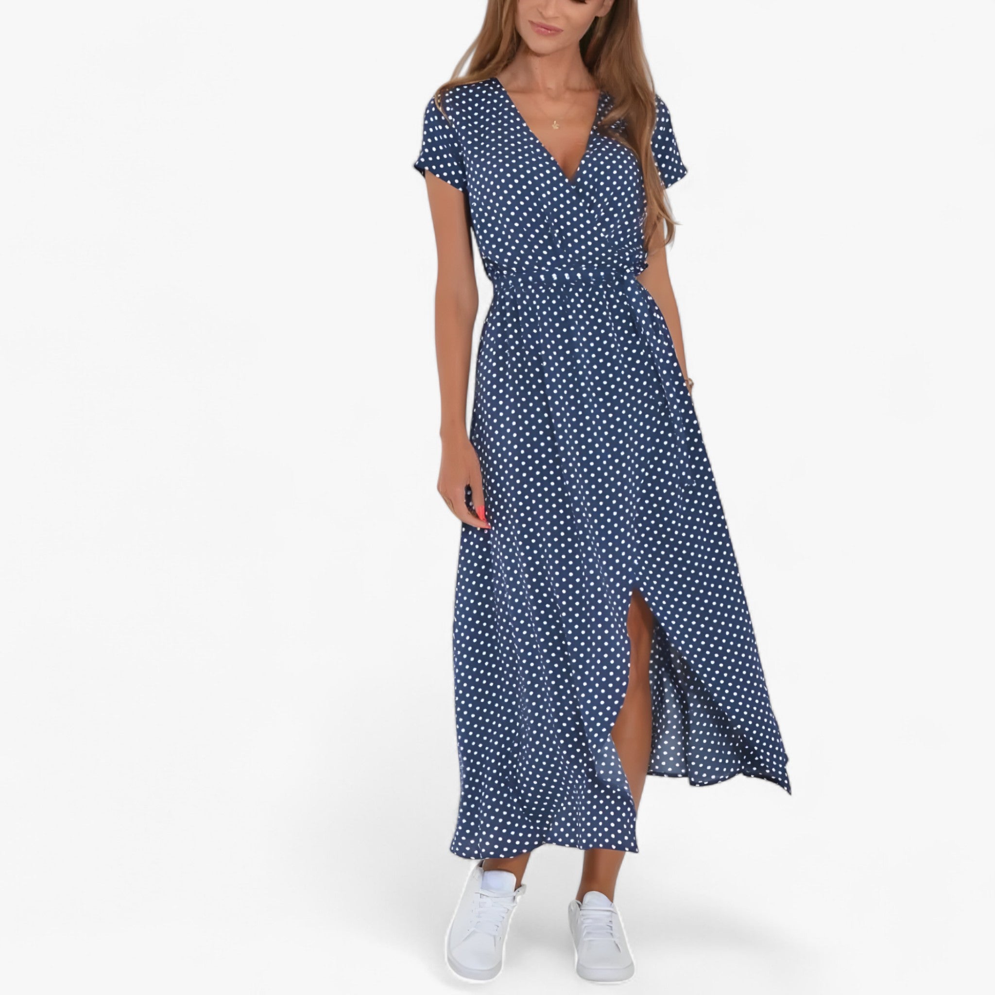 Nery - Elegante vestito con scollo a V - Blu - - Concept Palermo