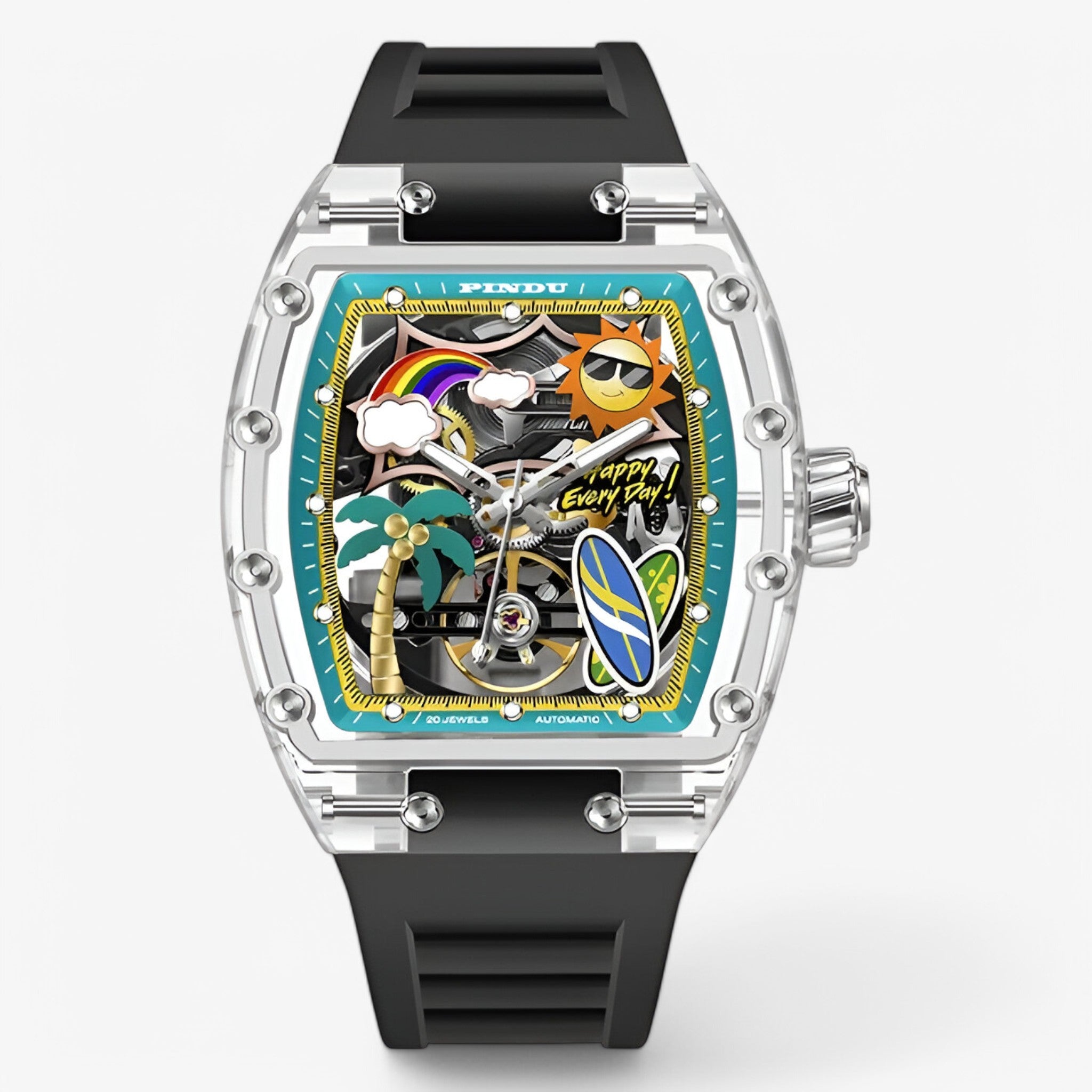 Kian | Orologio Meccanico Estivo Personalizzato - Silicone nero - watch for men watch for women WATCHES FOR MEN - Concept Palermo
