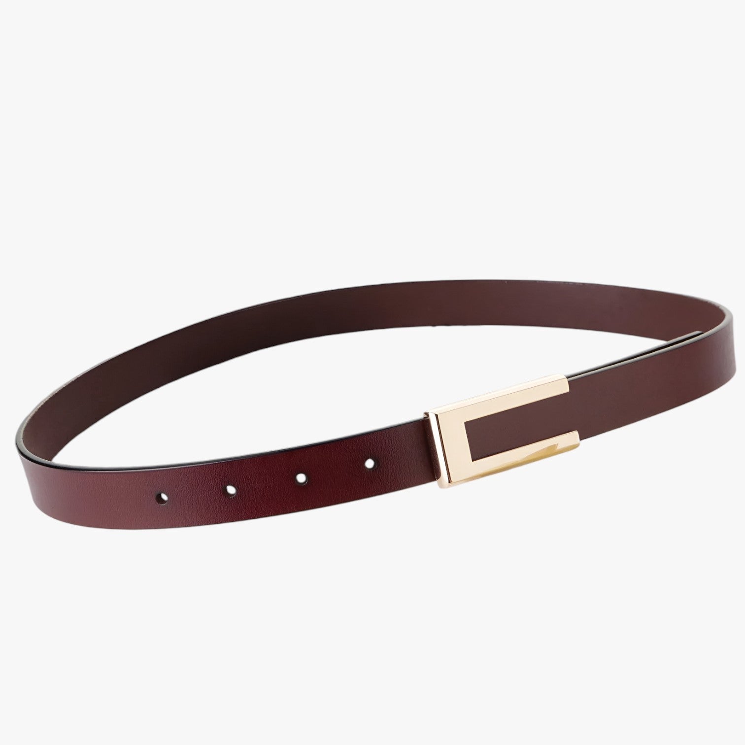 Blair | Cintura da donna in pelle autentica di alta qualità con fibbia dorata, cintura sottile per vestiti - Colore Caffè 100cm Cina - Belts waist belt for women Womens belt - Concept Palermo