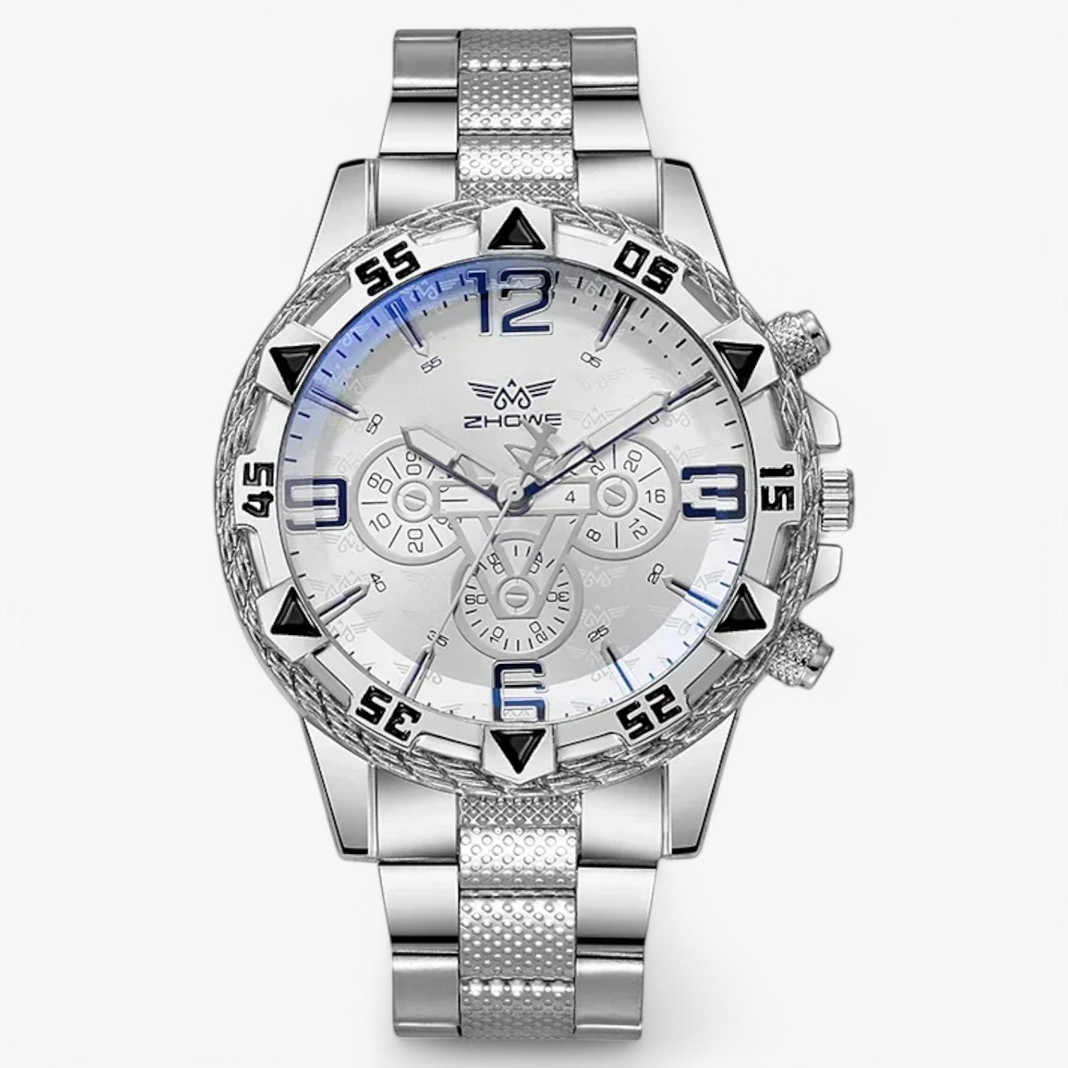 Vitalli | Orologio da uomo di lusso - Elegante e senza tempo con accenti di luce blu - Argento-Bianco - mens accessory watch for men watches - Concept Palermo