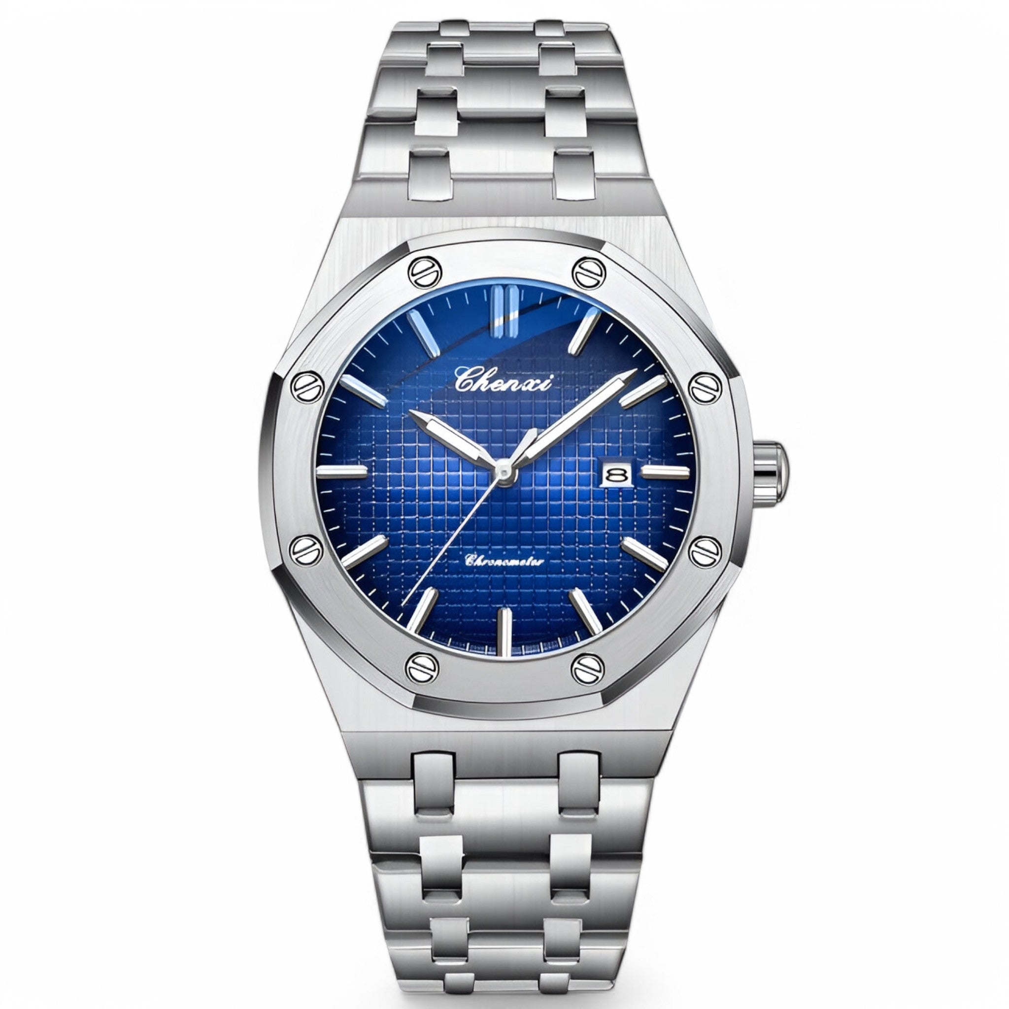Caleb | Elegante Orologio al Quarzo Dorato - Argento Blu - - Concept Palermo