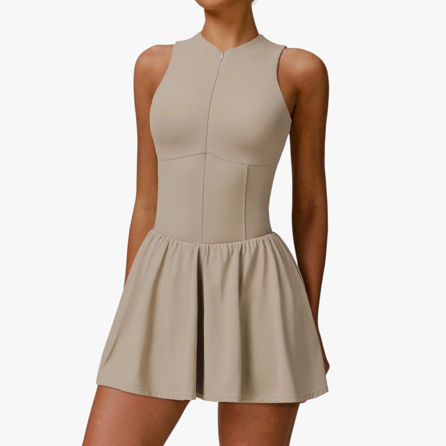 Athena | Completo gonna da tennis con reggiseno push-up incorporato - Colore Lino - women clothes women set clothes women sportswear - Concept Palermo