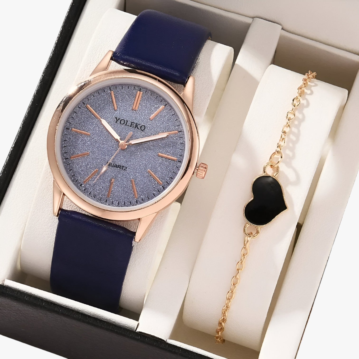 Nova | Set Eleganza Femminile 2 Orologi da Donna in Pelle e Bracciale, Stile Lusso al Polso - Blue - female watch ladies watch watch watch for women watches wrist watches for women - Concept Palermo