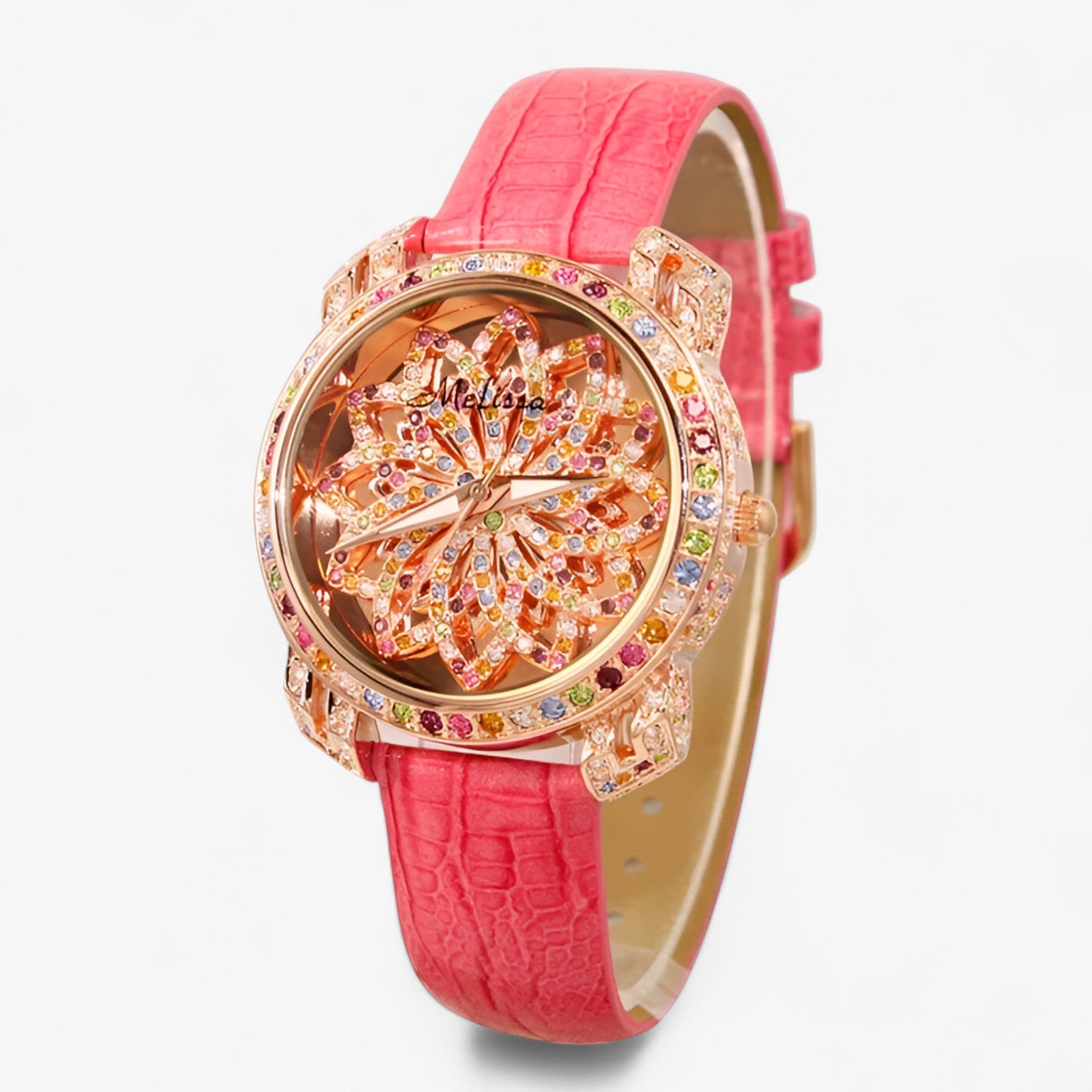 Yolanda | Orologio da donna al quarzo con cristallo a caramella e cinturino in pelle - Rosa - female watch watch for women - Concept Palermo