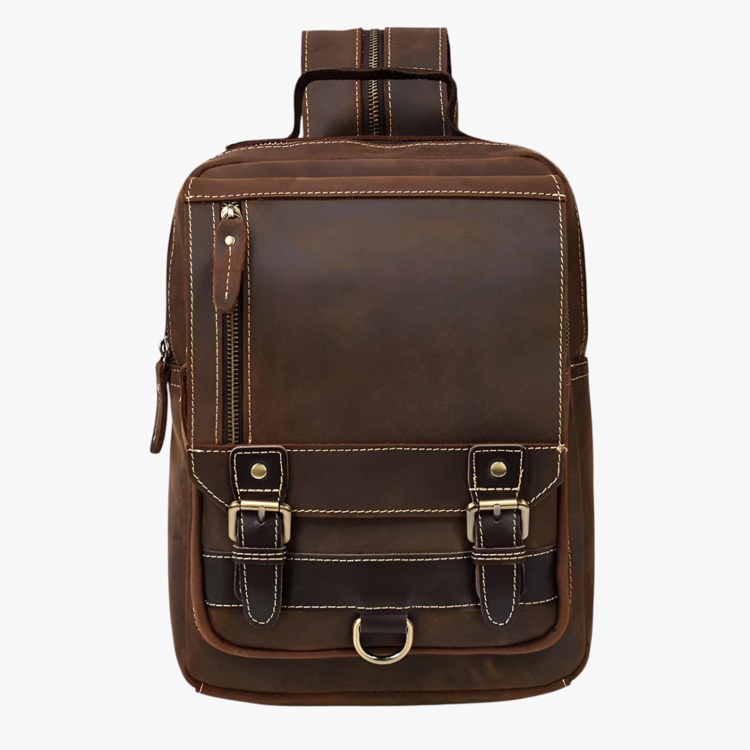 Jake | Zaino in pelle vintage a doppio uso - 1038-marrone scuro - Bags bags for men - Concept Palermo