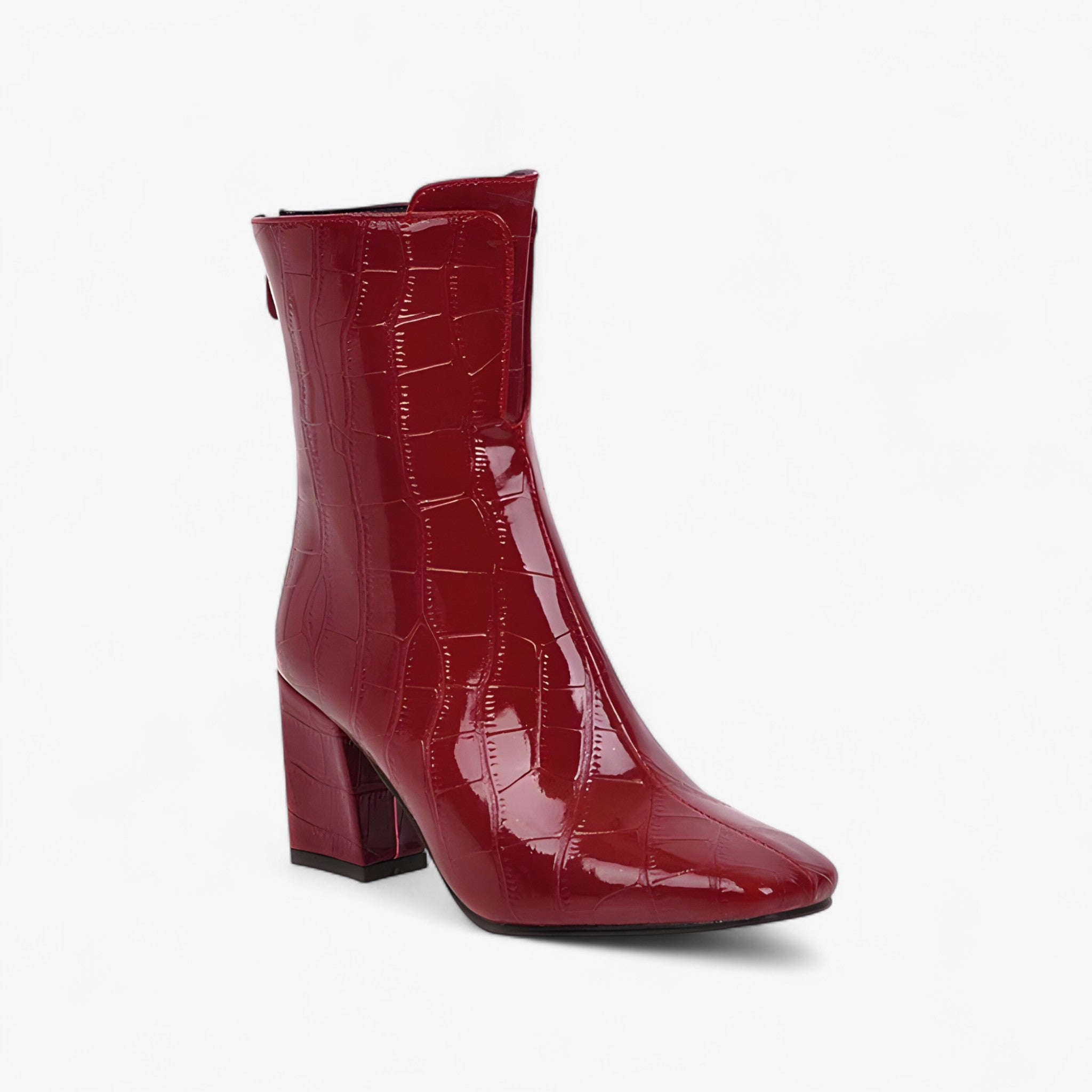 Charlotte | Stivaletti in pelle effetto coccodrillo lucido - Vino Rosso - BOOTS Boots & Shoes - Concept Palermo