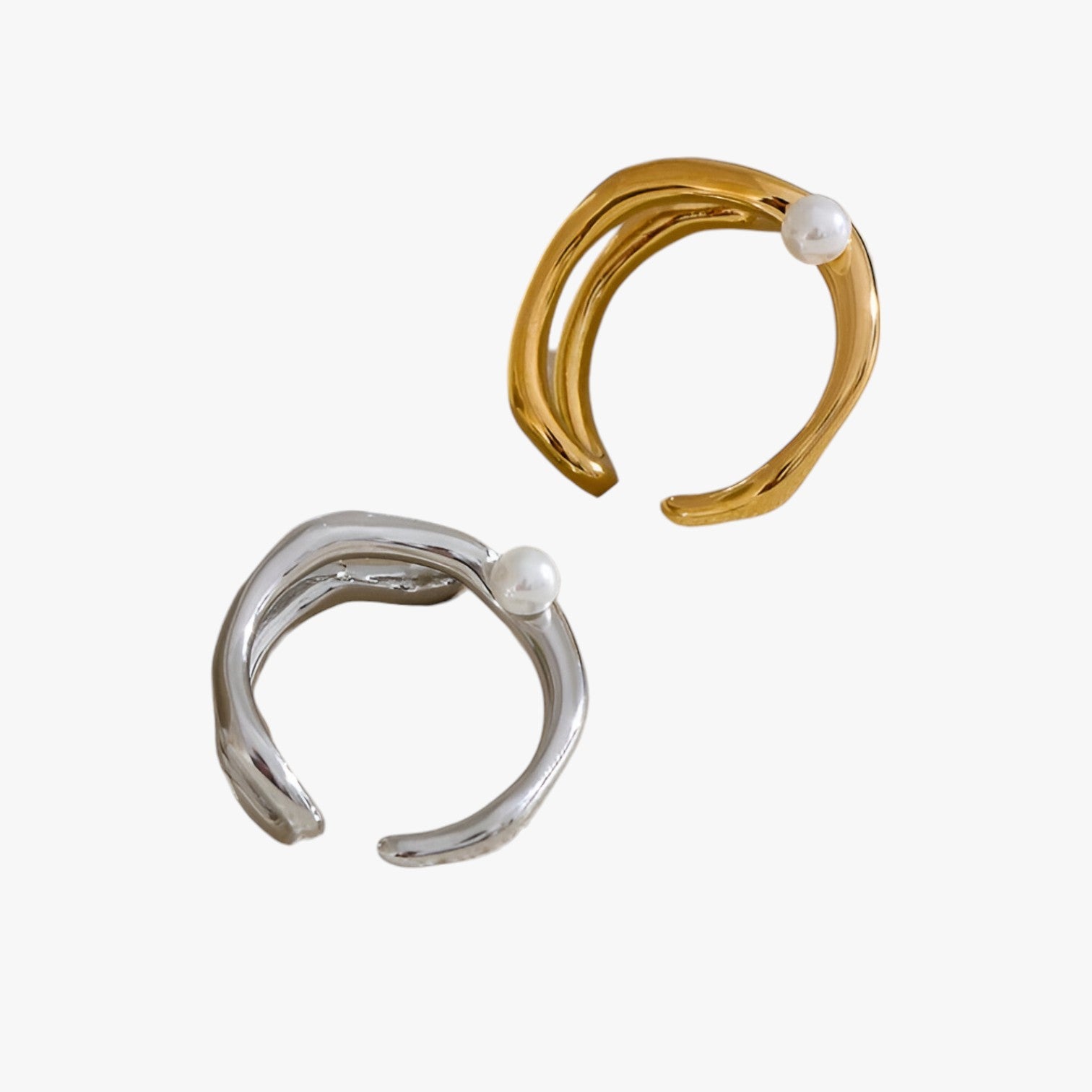 MariJoice | Anello in Acciaio con Perla – Eleganza Geometrica che Dura nel Tempo - - Accessories Jewelry Rings womens ring - Concept Palermo