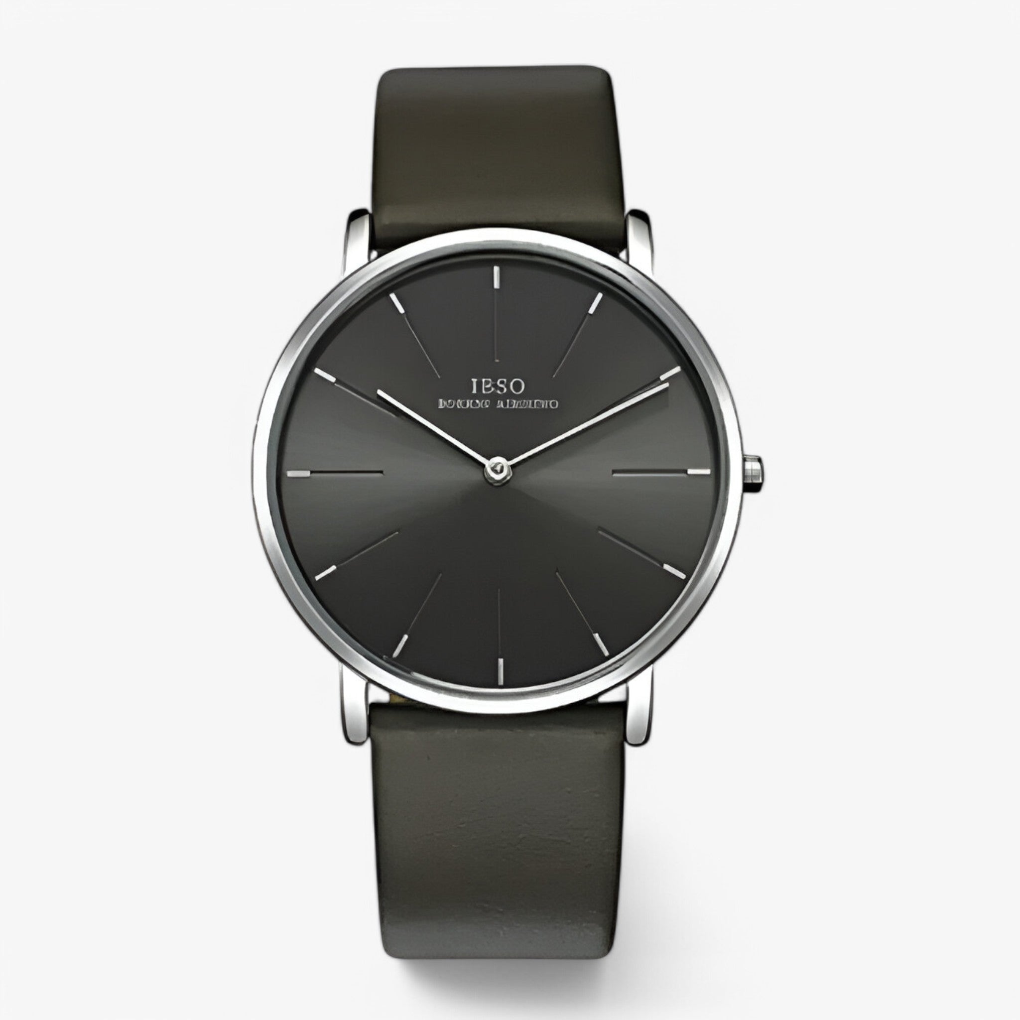 Oberon | Orologio da uomo di lusso in pelle marrone ultrasottile - Grigio - watch for men - Concept Palermo