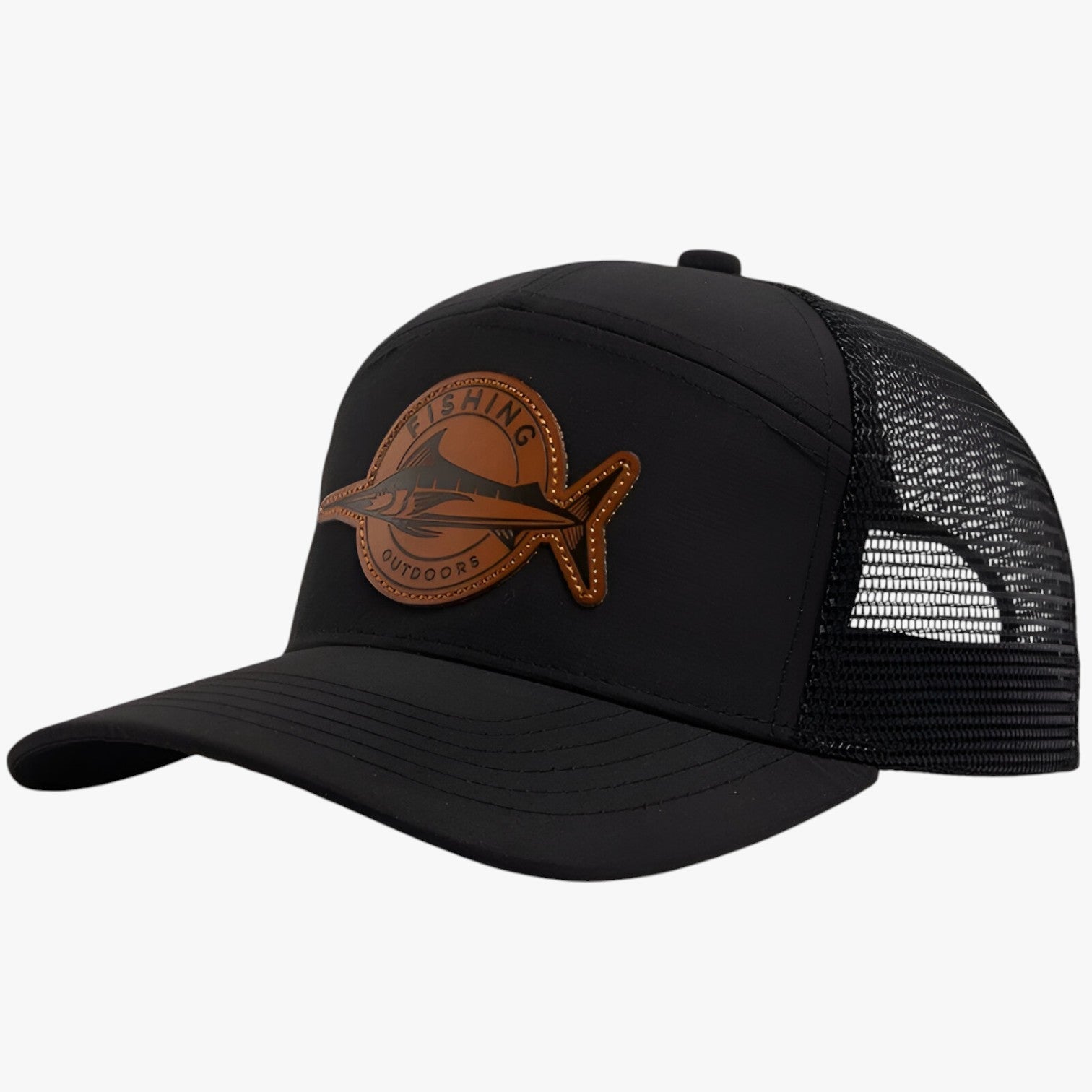 Caden | Elegante – Cappellino estivo da camionista con etichetta in rete e pelle - nero Regolabile - Baseball caps caps mens accessory mens cap - Concept Palermo