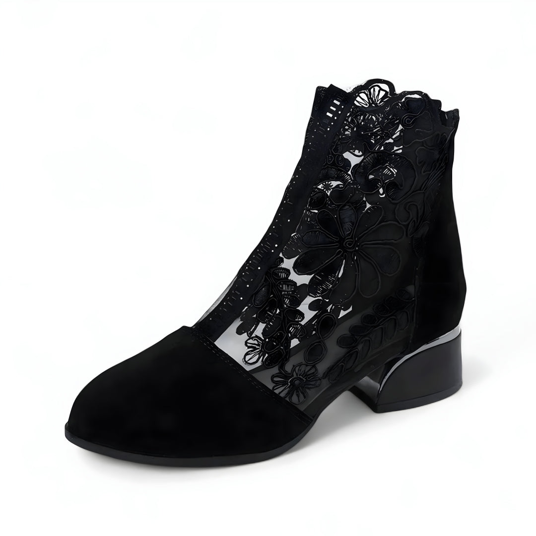 Claire | Stivaletti in vera pelle con lacci e tacco grosso - Nera - BOOTS Boots & Shoes - Concept Palermo
