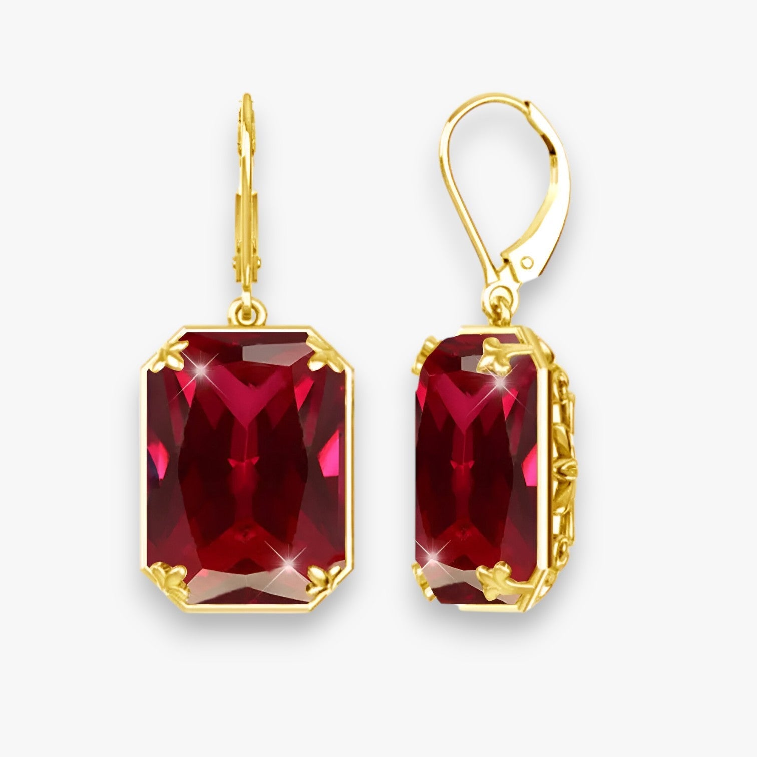 Amelia | Orecchini a Pendente in Topazio Blu – Oro e Argento Sfolgorante - Rubino - Accessories Jewelry EARRINGS - Concept Palermo