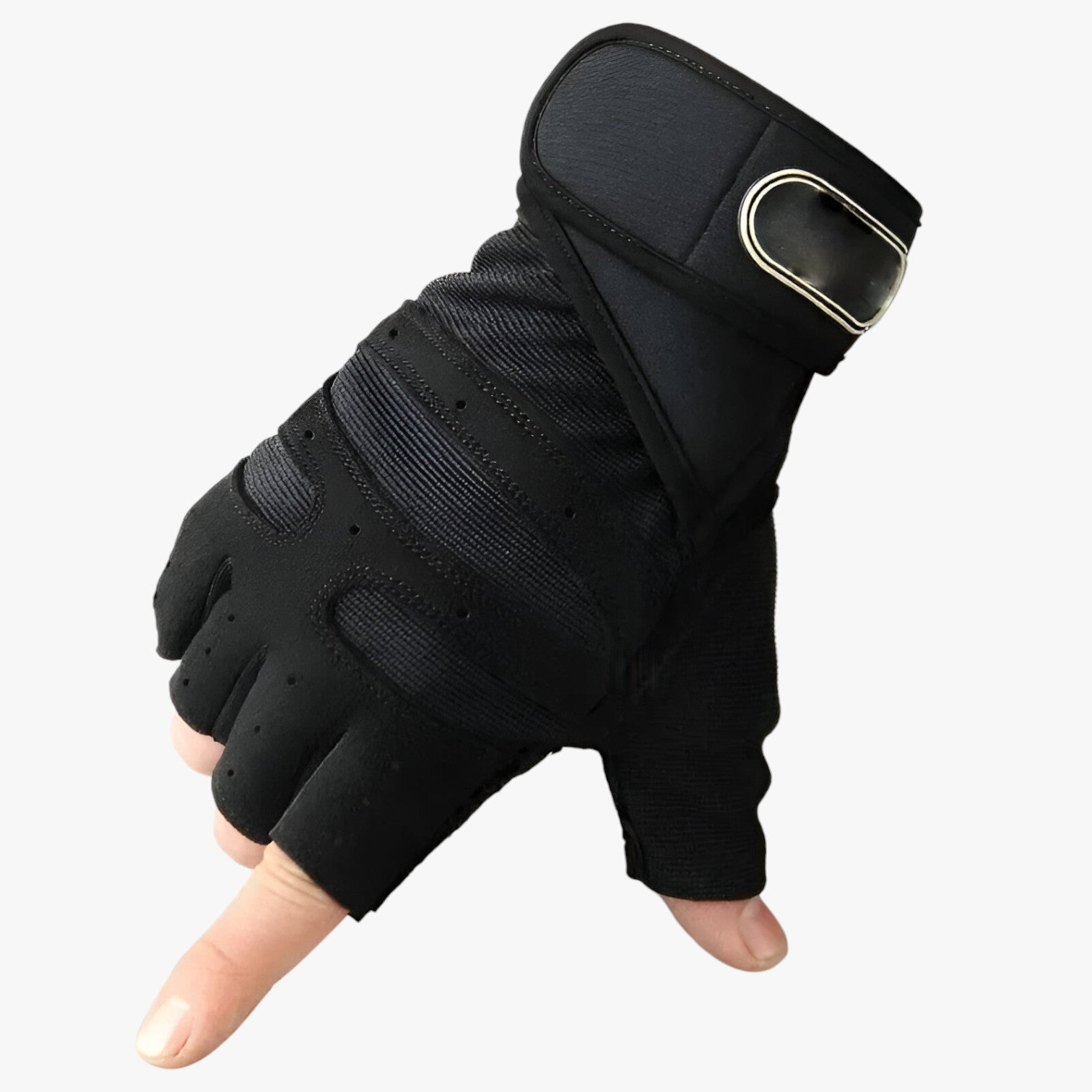 Mirko | Guanti sportivi senza dita con protezione per i polsi - Nero - gloves mens accessory - Concept Palermo