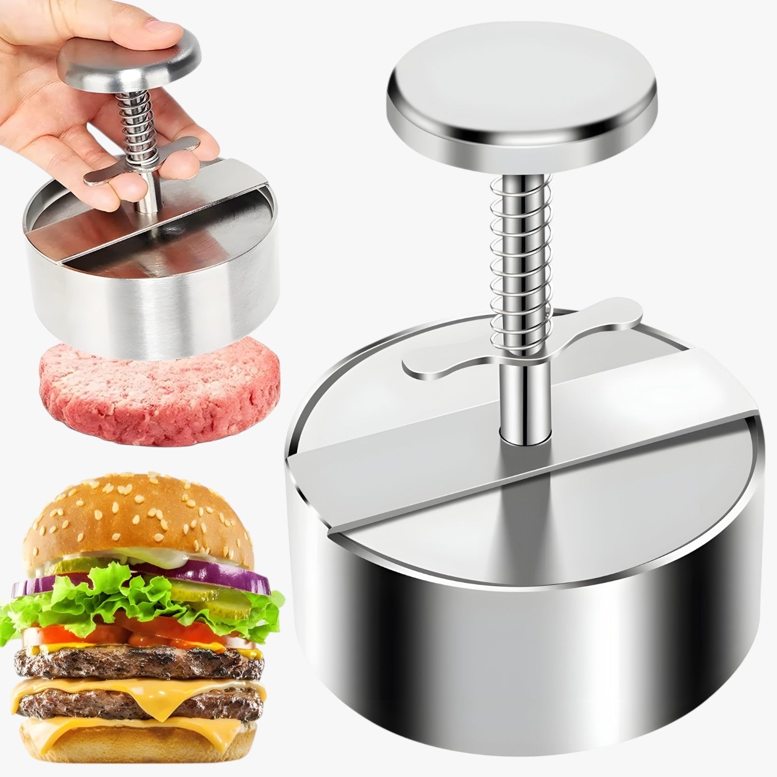 Dania | Pressa per hamburger in acciaio inossidabile - Hamburger antiaderenti perfetti - - Kitchen kitchen accessory kitchen tools - Concept Palermo