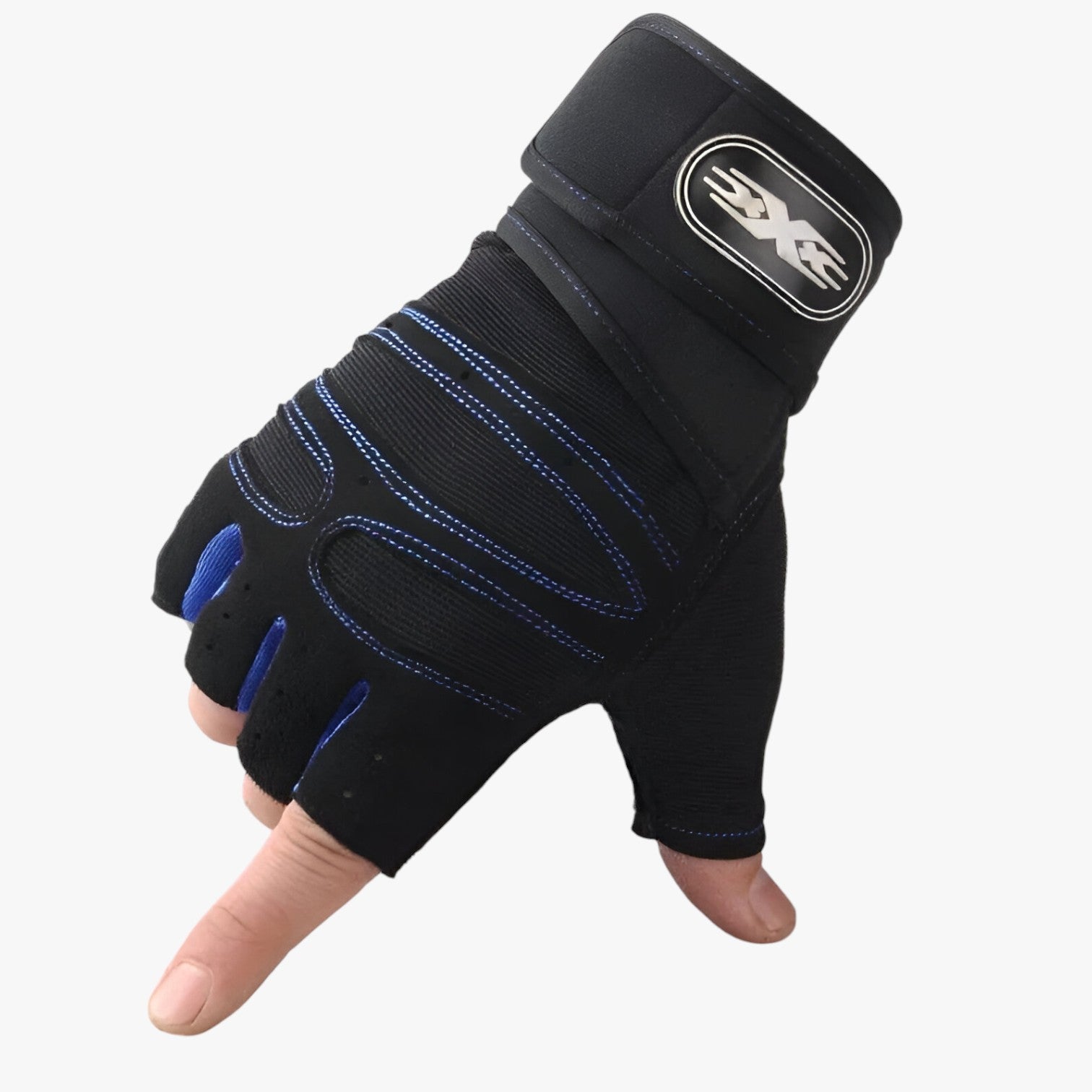 Mirko | Guanti sportivi senza dita con protezione per i polsi - Blu scuro - gloves mens accessory - Concept Palermo