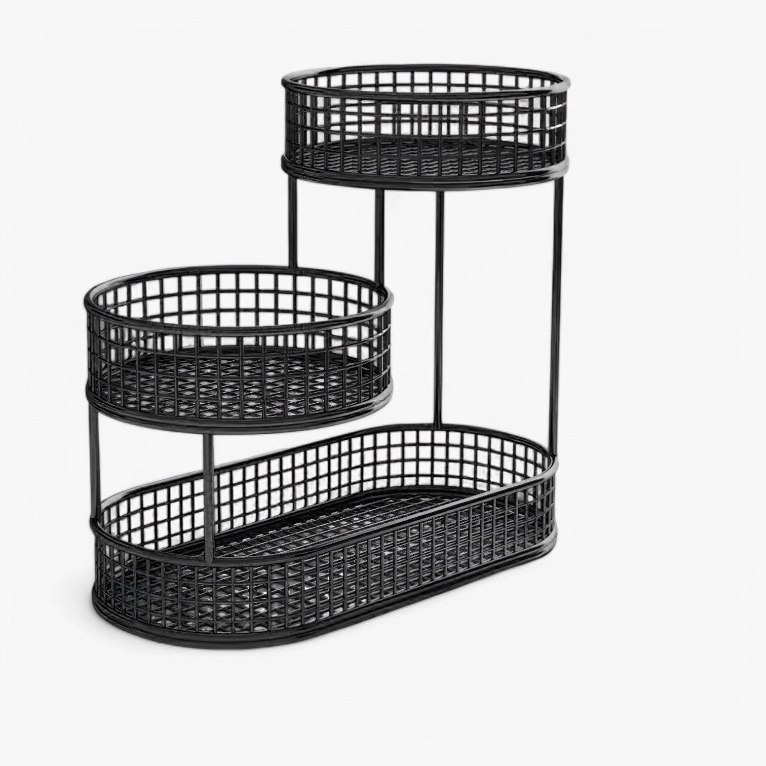 Milena | Elegante cesta di frutta in ferro – Mantieni la frutta fresca e organizzata - Stile1 nero - Kitchen kitchen accessory - Concept Palermo