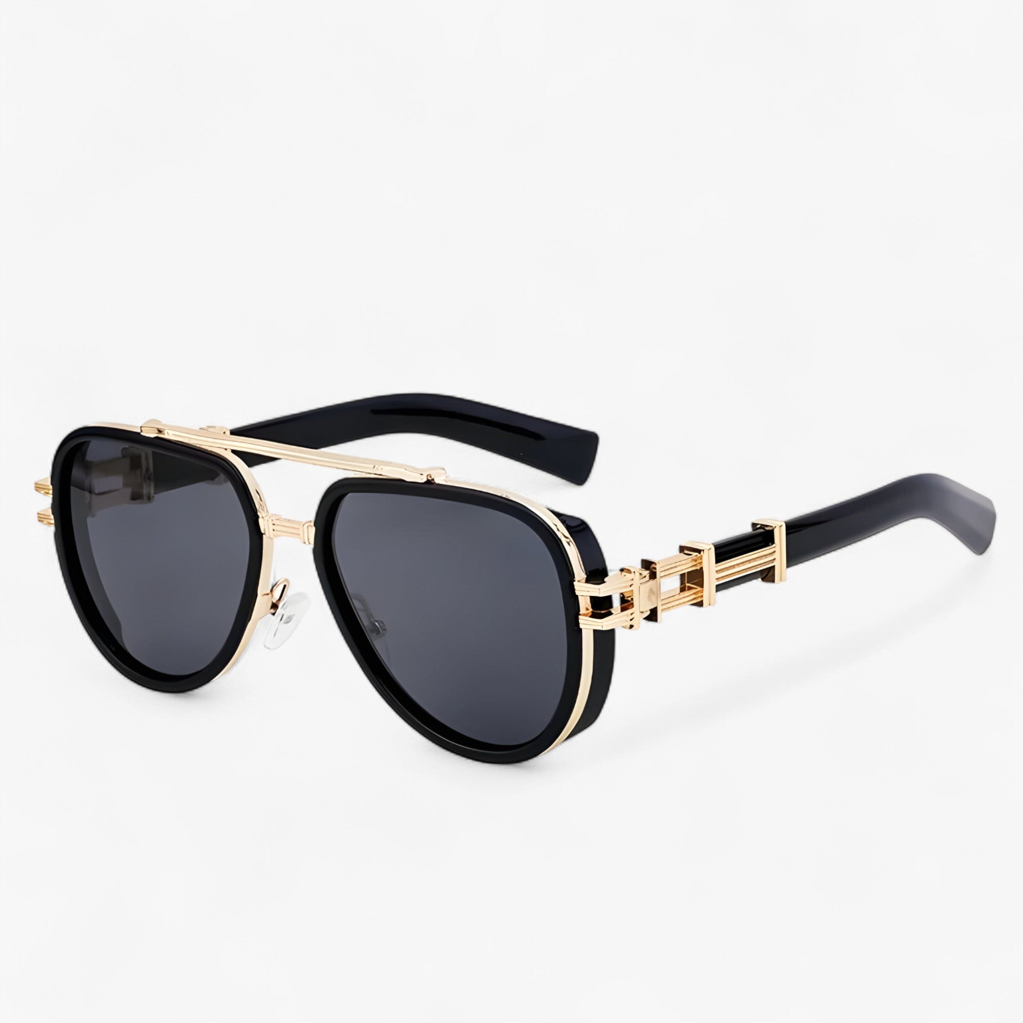 Marek | Occhiali da sole polarizzati steampunk oversize - Nero Oro Grigio - - Concept Palermo