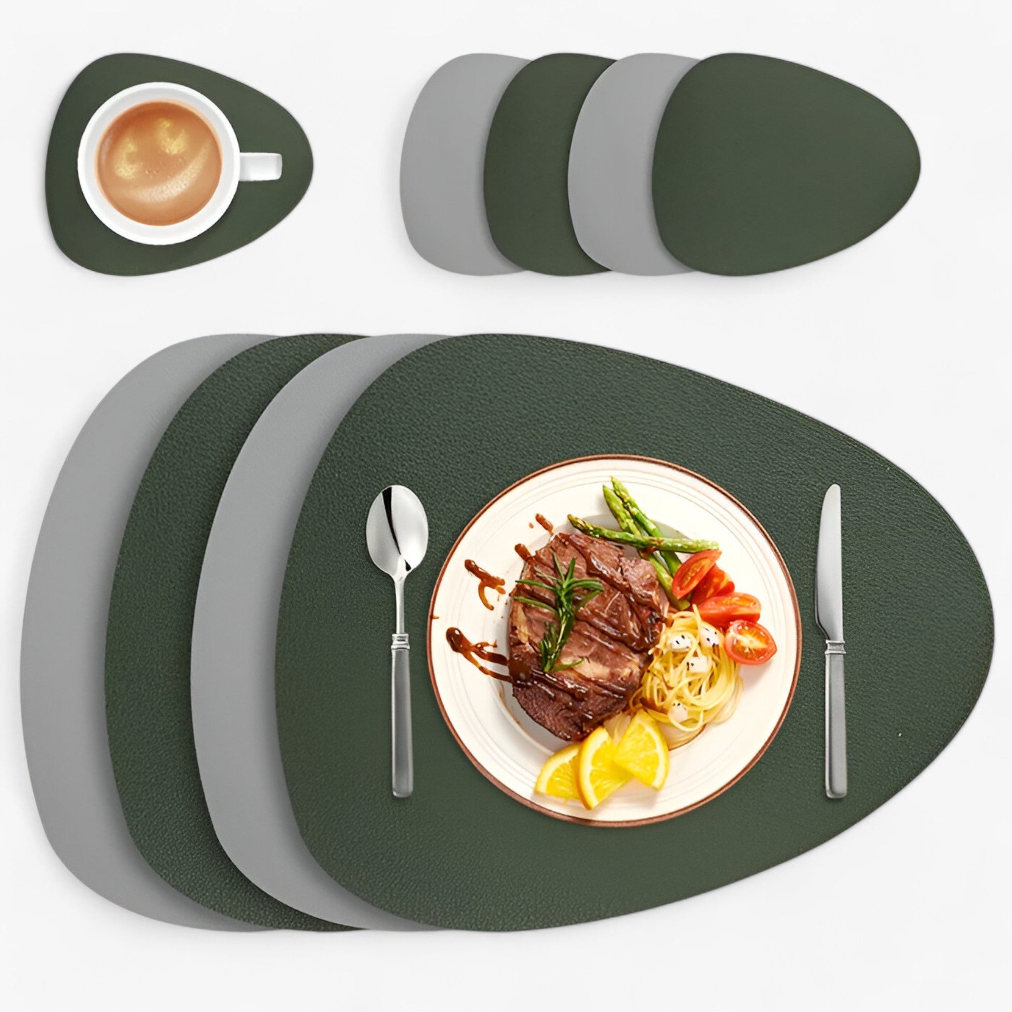 Tappetini da Tavolo | Eleganti e Sostenibili - Grigio Verde - table mats - Concept Palermo
