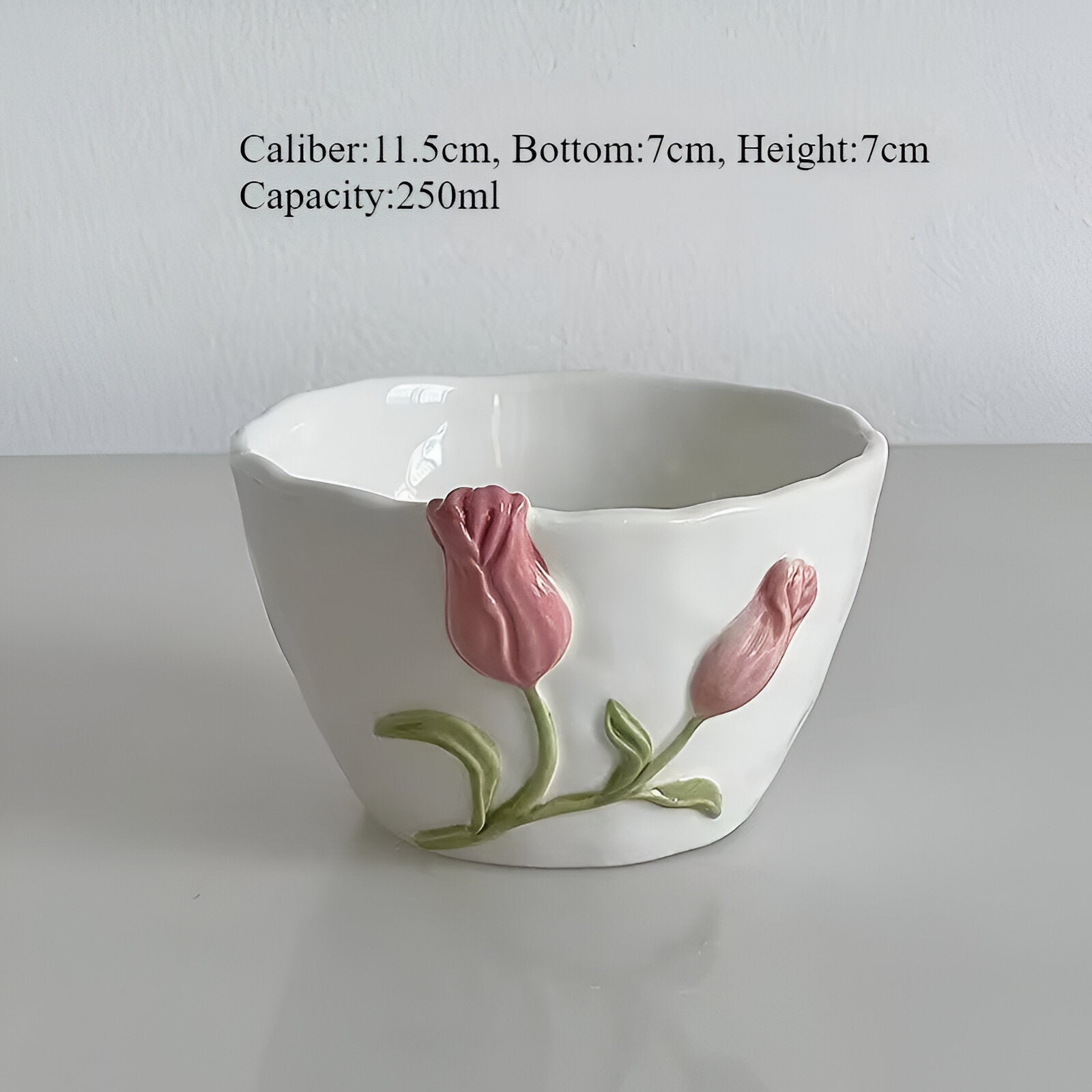 Florina | Tazza da caffè in ceramica creativa a forma di tulipano con piattino - Ciotola rosa 6in 260-310ML - - Concept Palermo