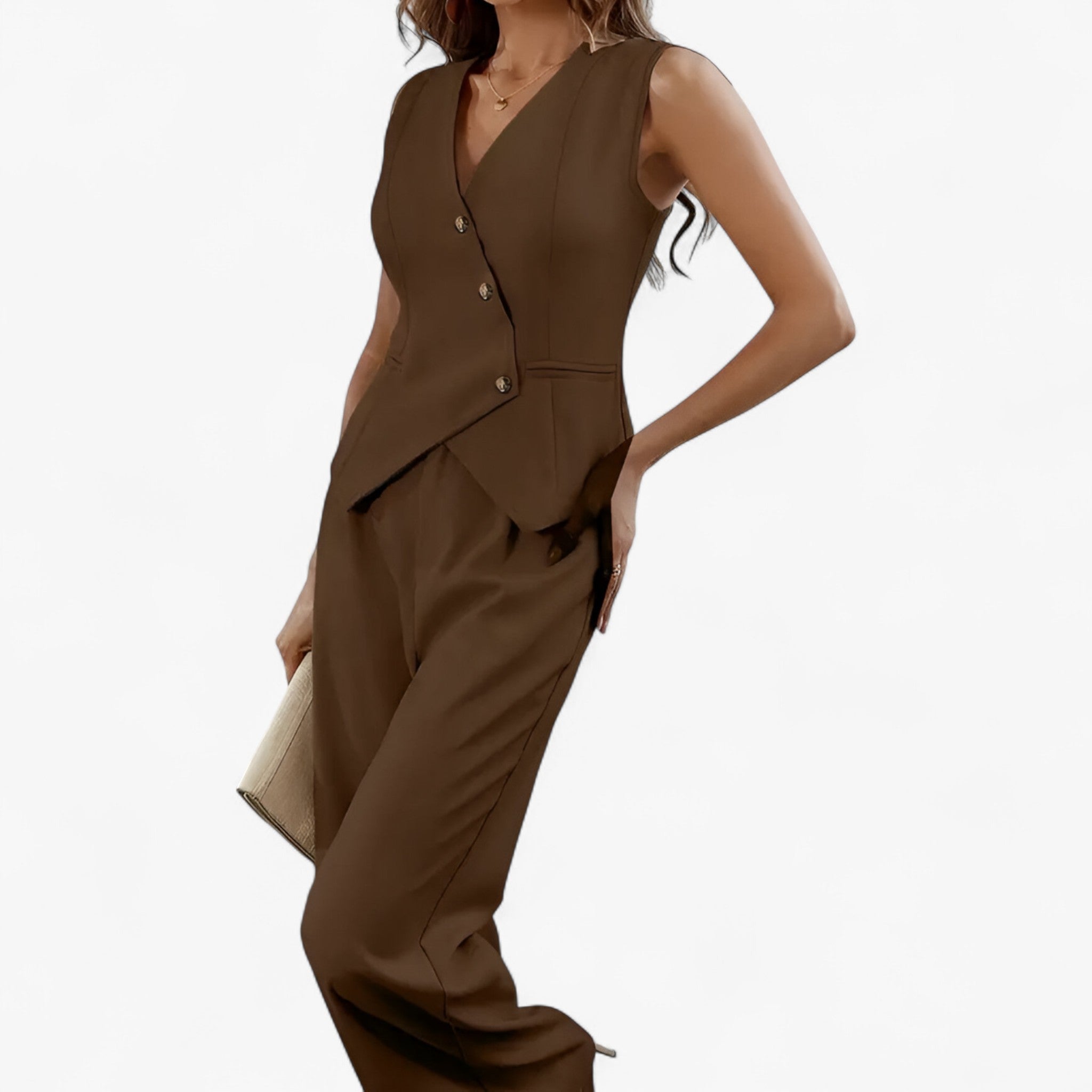 Anika – Completo senza maniche per un'eleganza senza sforzo - Marrone - clothes for women robes women's clothes - Concept Palermo