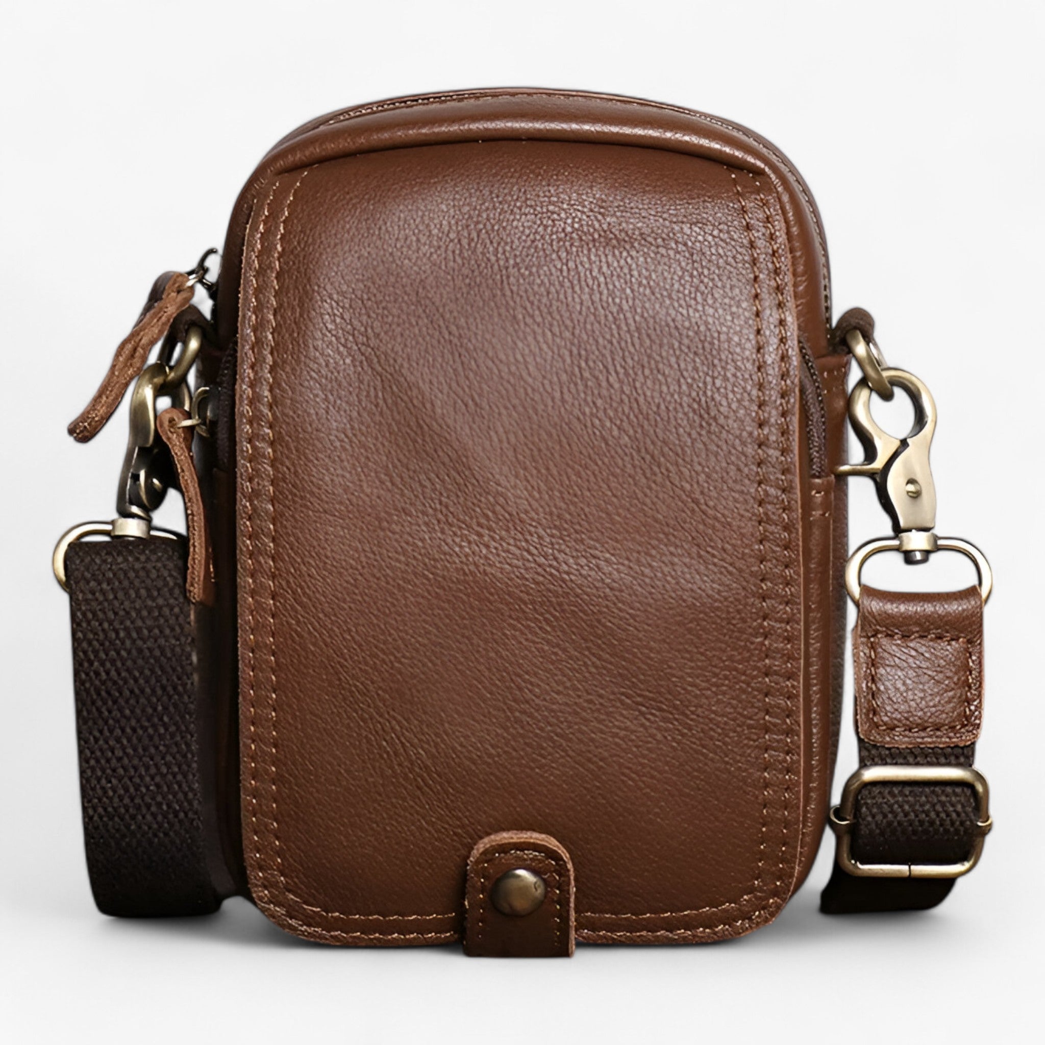 Henry | Borsa a tracolla in pelle bovina - Leggera e pratica - Marrone scuro - - Concept Palermo