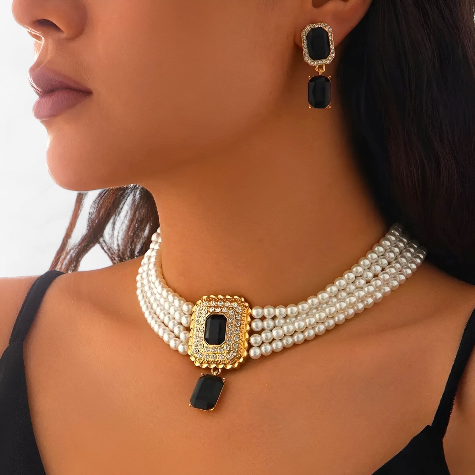 Rebecca | Eleganza Retro Lattaceo: Set di gioielli a più strati con perle per donne - - Accessories Jewelry Gift Gifts for women women - Concept Palermo