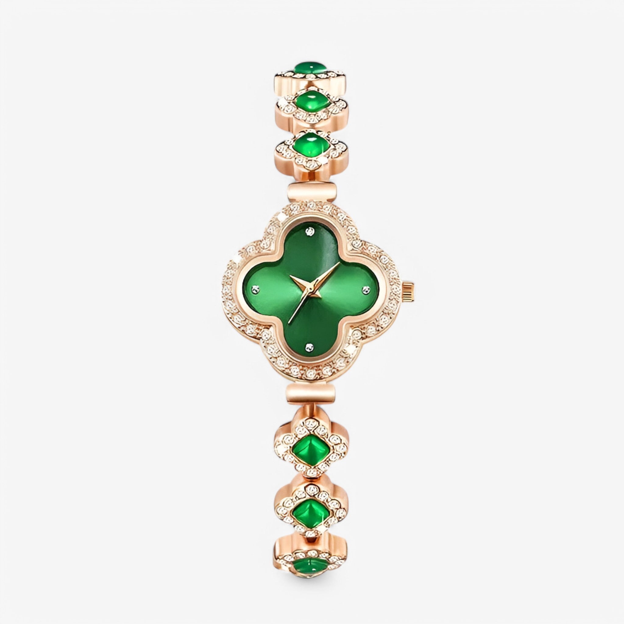 Clara | Orologio al quarzo con quadrifoglio e intarsio di diamanti - Verde - female watch watch for women - Concept Palermo