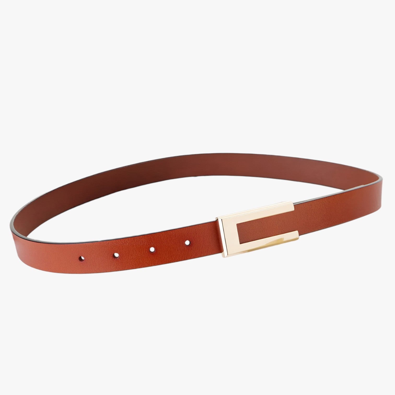 Blair | Cintura da donna in pelle autentica di alta qualità con fibbia dorata, cintura sottile per vestiti - Marrone 100cm Cina - Belts waist belt for women Womens belt - Concept Palermo
