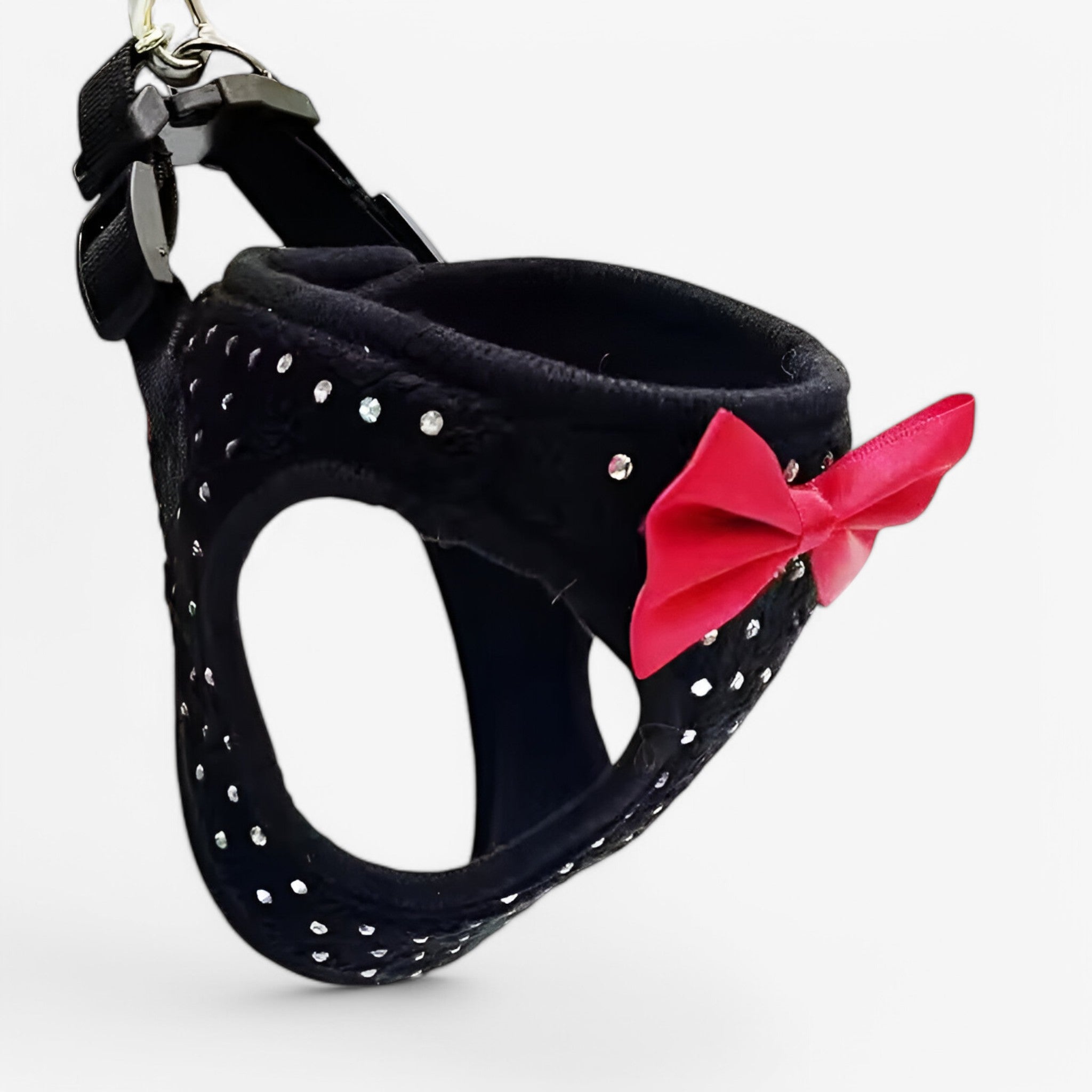 Lola | Elegante e Confortevole Pettorina per Cani con Decorazione in Diamante - Nero - - Concept Palermo