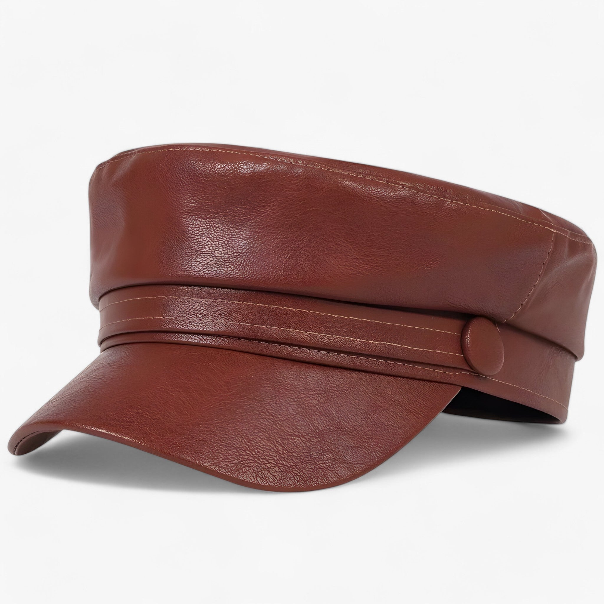 Nova | Cappello piatto ottagonale | Cappello in pelle PU - Caffè - - Concept Palermo