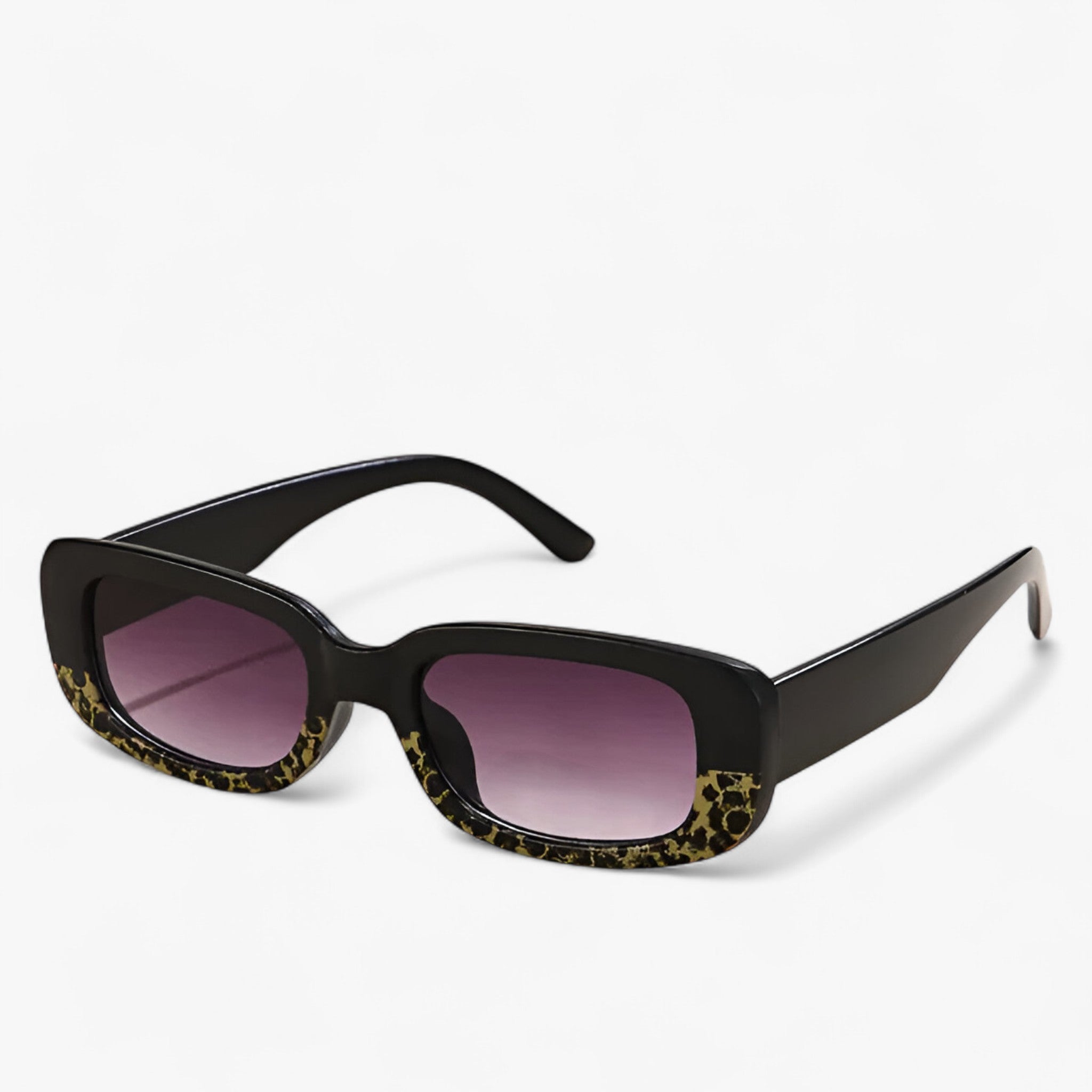 Nico | Occhiali da sole rettangolari retrò unisex con lenti nere - leopardo nero Come mostrato - Fashion Sunglasses mens sunglasses Polarized man sunglasses polarized sunglasses women sun glasses Sun protection Sunglasses sunglasses polarized men - Concept Palermo