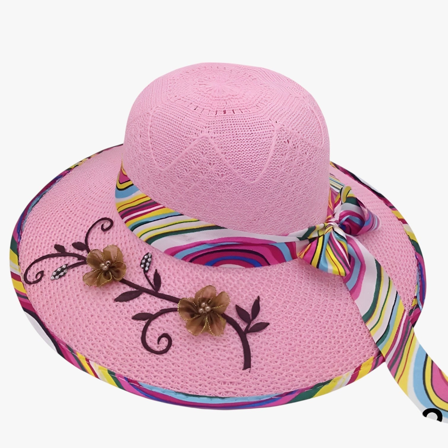 Nadia | Cappello estivo con grande fascia - Elegante, pieghevole e protettivo dai raggi UV - Rosa - hat Hat for girls summer hat Sun Hats women hat - Concept Palermo