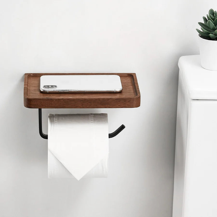 SmartHome - Porta carta igienica in legno | supporto per telefono | igienico - - Bathroom accessories Home phone holder toilet paper holder - Concept Palermo