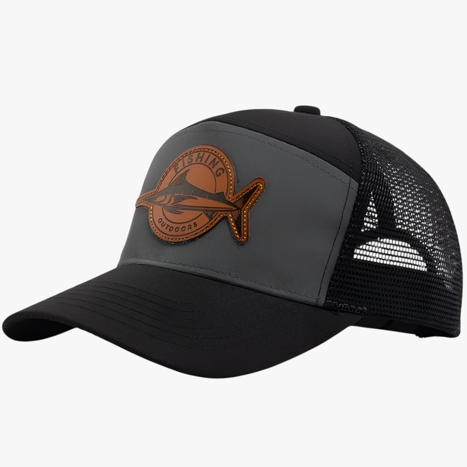 Caden | Elegante – Cappellino estivo da camionista con etichetta in rete e pelle - grigio nero Regolabile - Baseball caps caps mens accessory mens cap - Concept Palermo