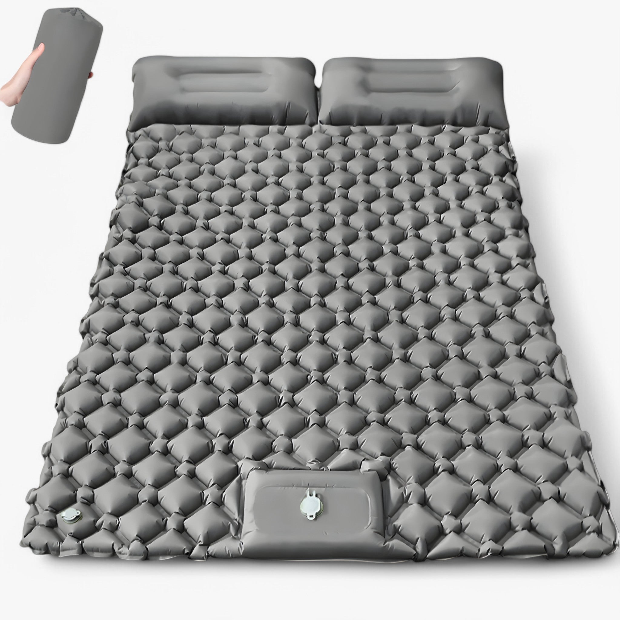 Materasso gonfiabile doppio per uso esterno – Extra largo e ultraleggero - Grigio - double inflatable mattress inflatable mattress outdoor mattress - Concept Palermo