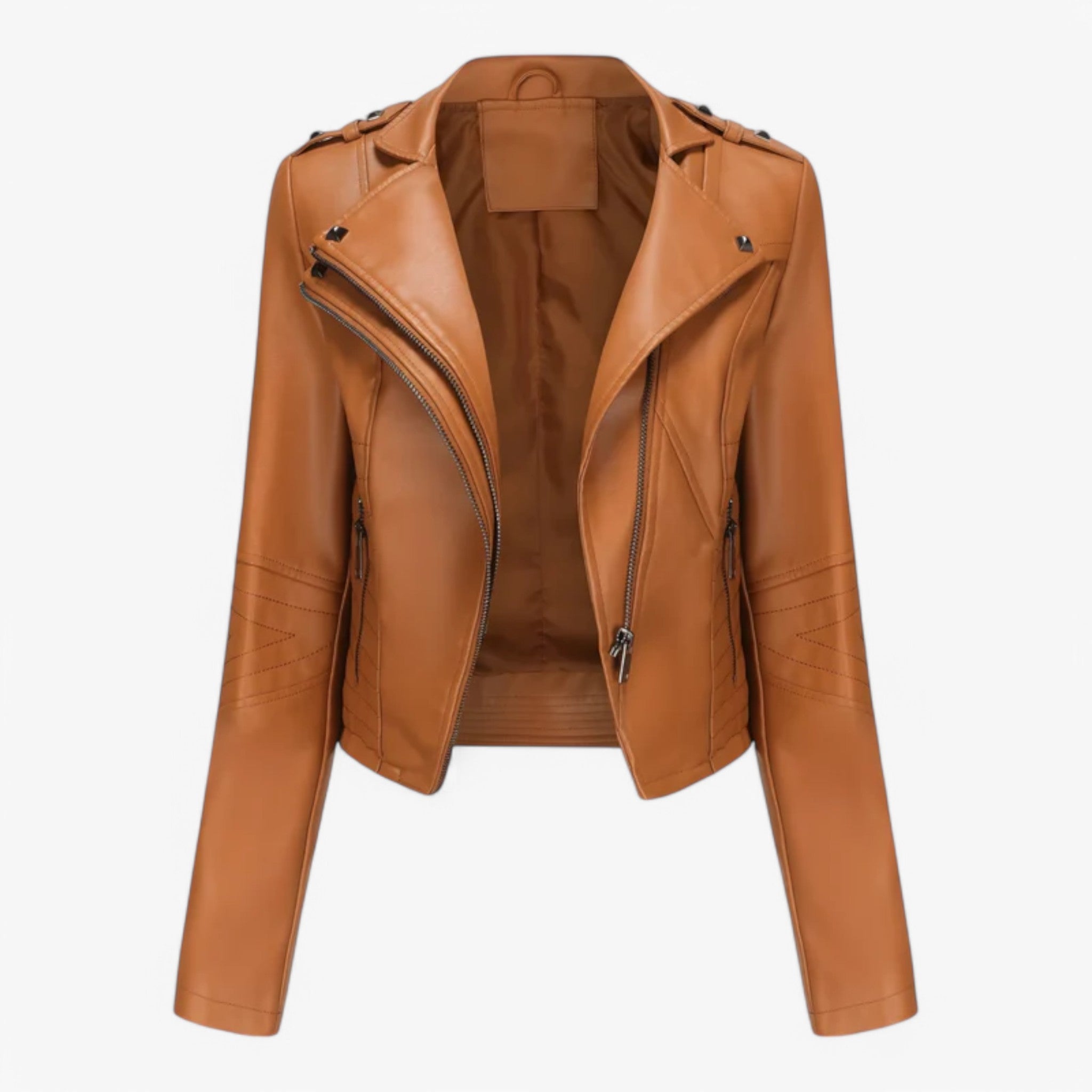 Emma | Giacca corta in pelle - Cammello - - Concept Palermo