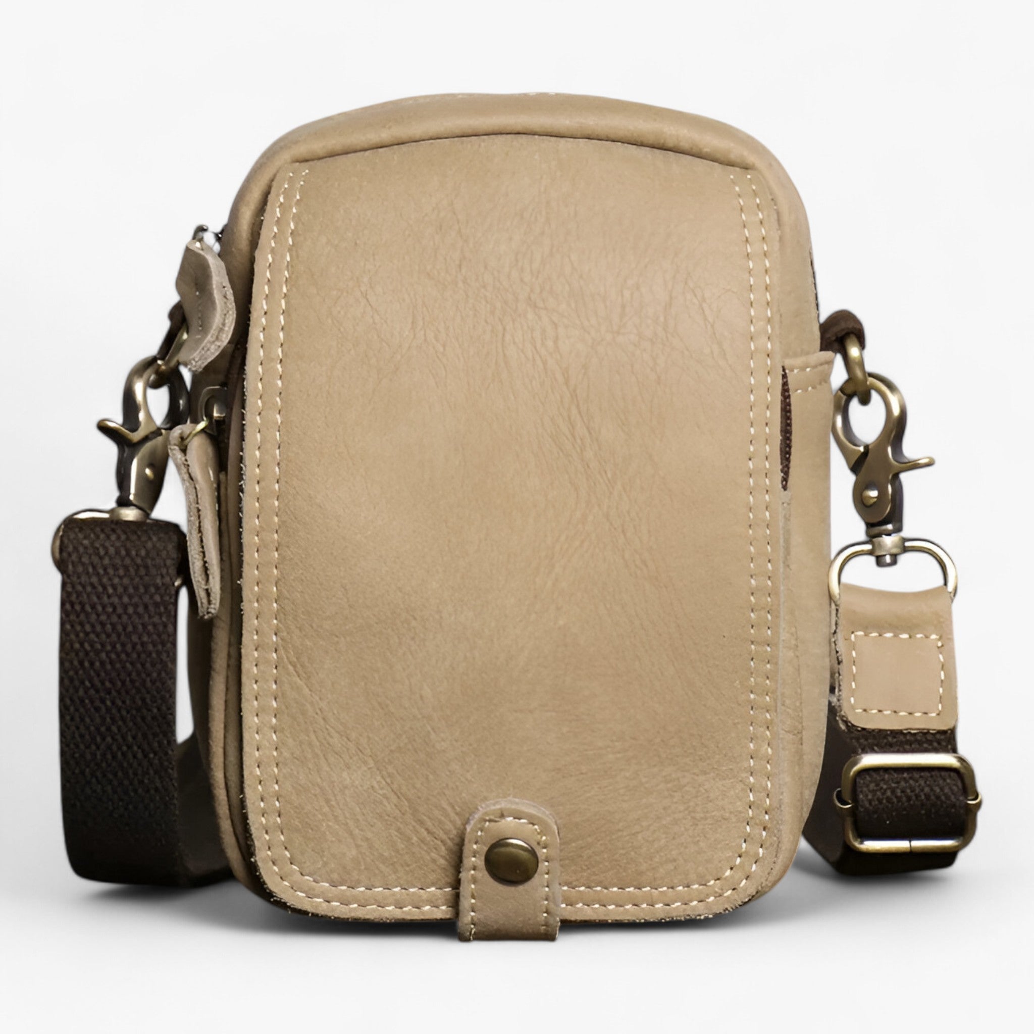 Henry | Borsa a tracolla in pelle bovina - Leggera e pratica - Khaki - - Concept Palermo