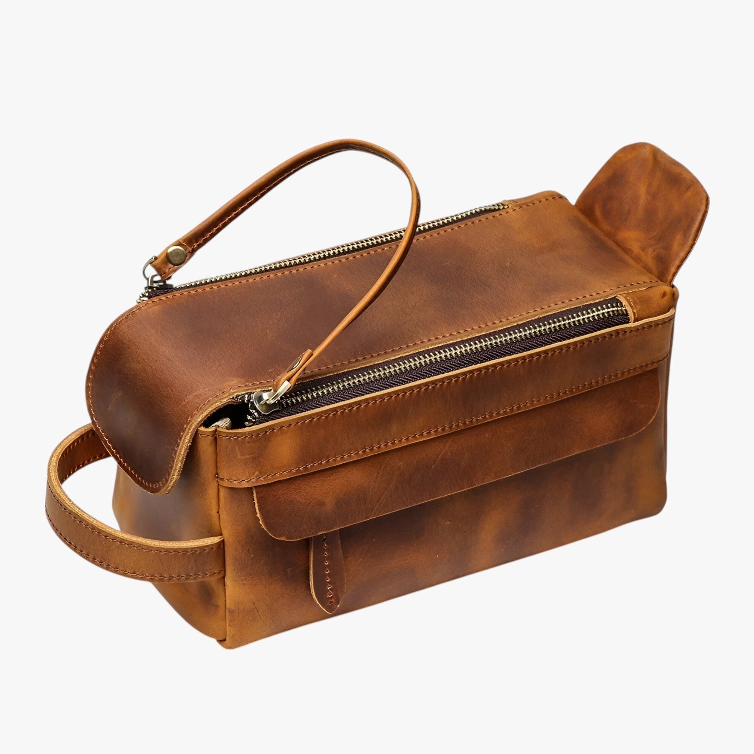 Zaiden | Ampia e Duratura Pochette da Toilette in Pelle per Uomini - Marrone - Bags handbags - Concept Palermo