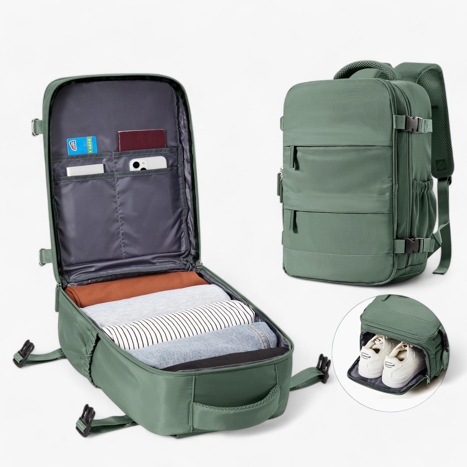 Hampus | Zaino Compatto da Cabina - Pratico e Stiloso - Verde oliva - bag mens bag travel bag - Concept Palermo