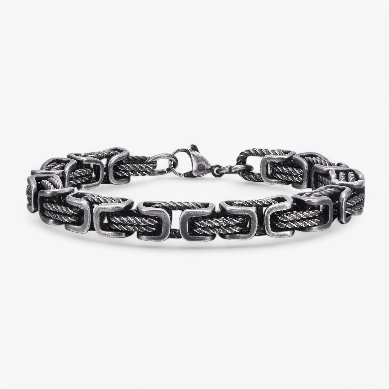 Floris | Robusto e Senza Tempo – Bracciale Maschile Chunky Bizantino - Grigio - BRACELETS mens bracelet - Concept Palermo
