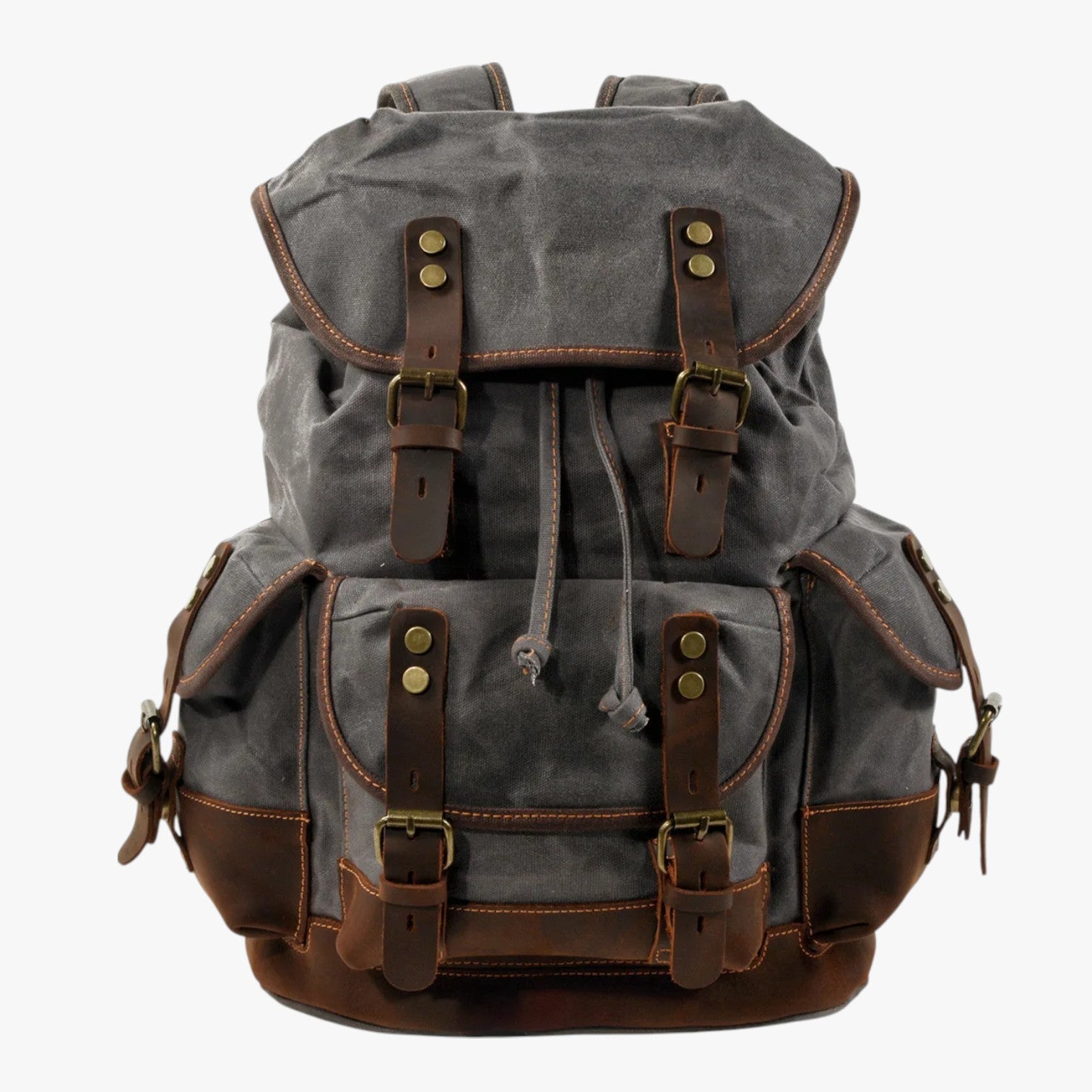 Conor | Zaino Escursionismo Tela e Pelle a Grande Capacità - Grigio - bag Bags bags for men mens bag - Concept Palermo