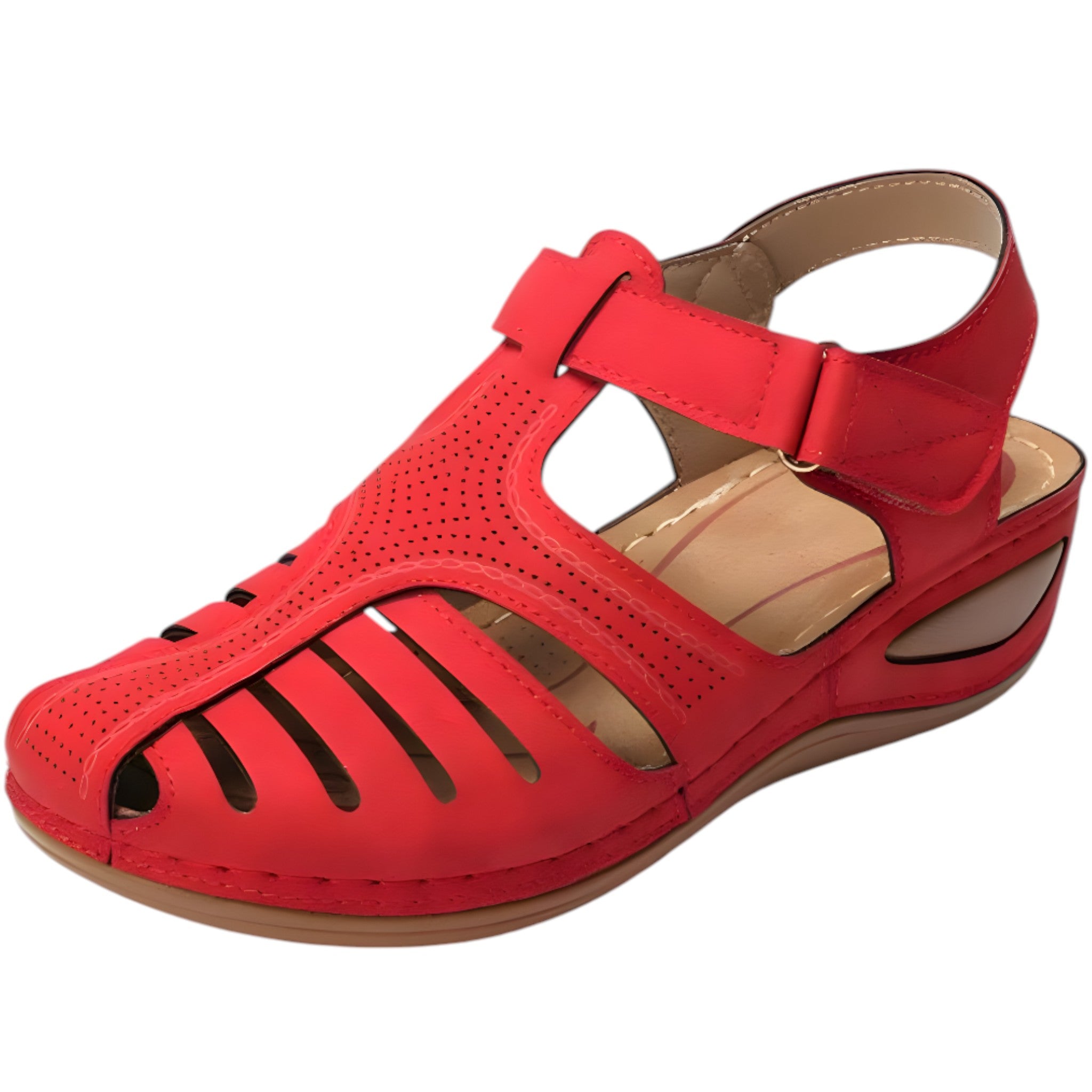 Nova | Sandali comfort traforati con cinturino - Rosso - breathable sandals casual sandals easy wear sandals fashion sandals - Concept Palermo