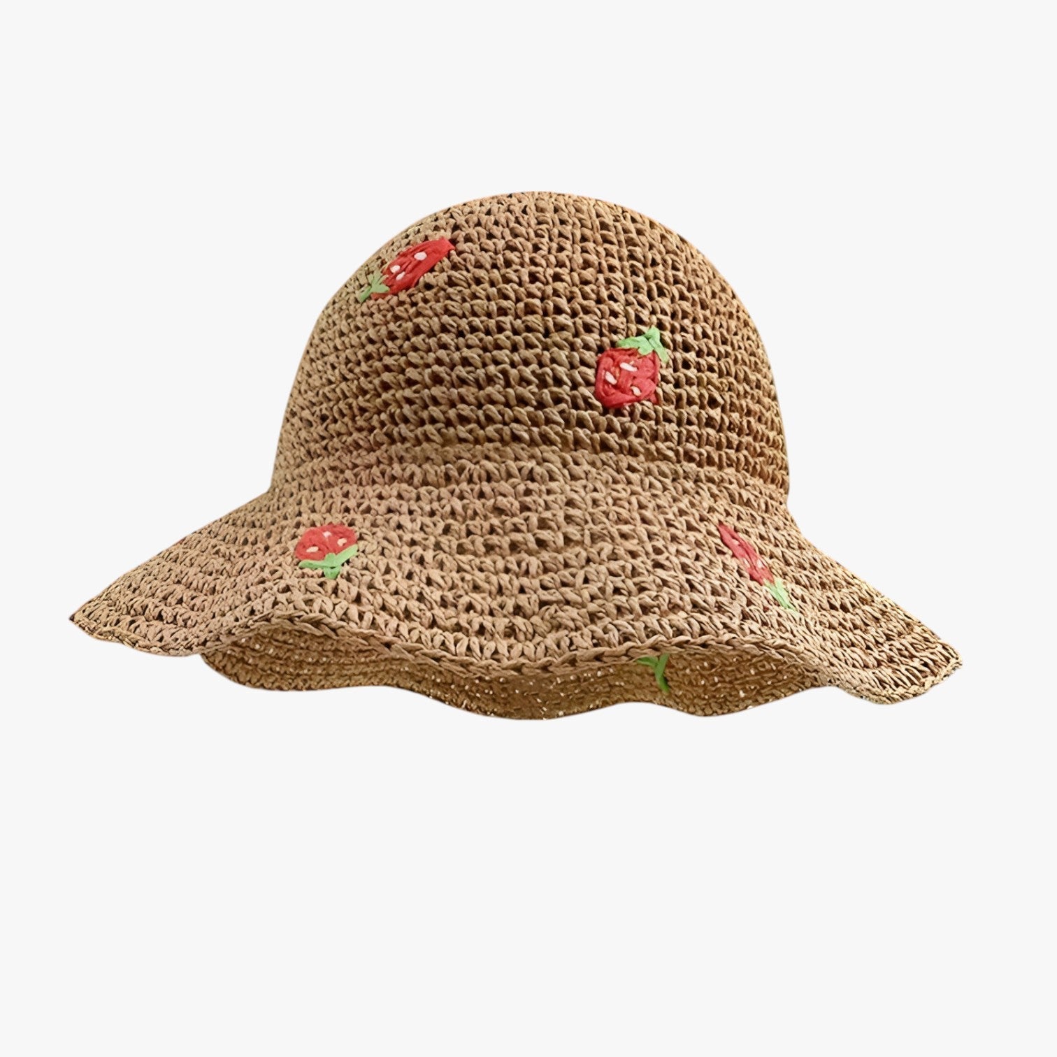 Kira | Cappello da sole fragola – Pieghevole, fatto a mano e di moda protettivo - khaki Taglia unica - bucket hats Hat for girls summer hat Sun Hats women hat - Concept Palermo