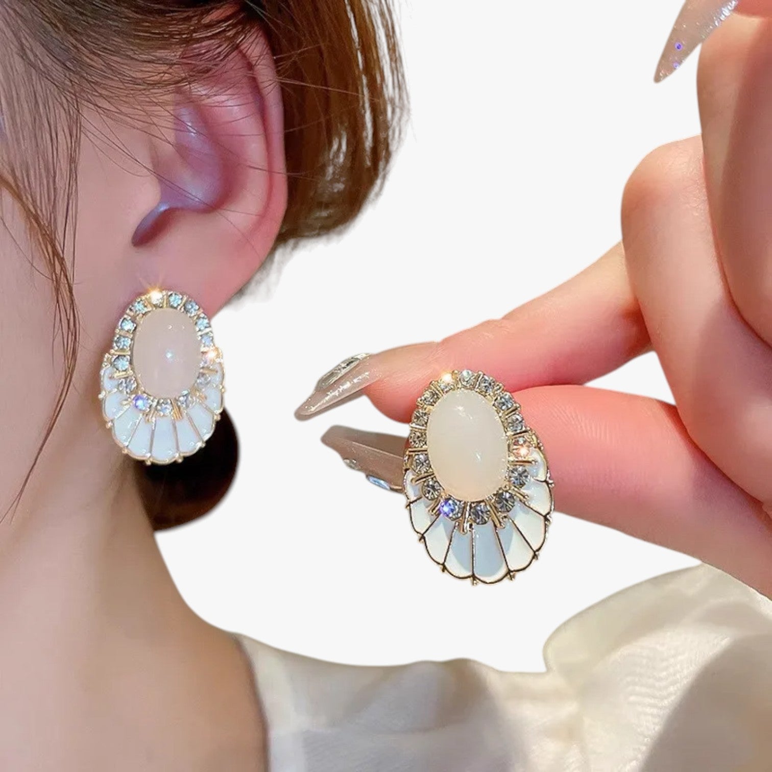 Thea | Eleganti orecchini pendenti in olio bianco - Oro - EARRINGS Earrings for Women Girls New Fashion Earrings womens earring - Concept Palermo