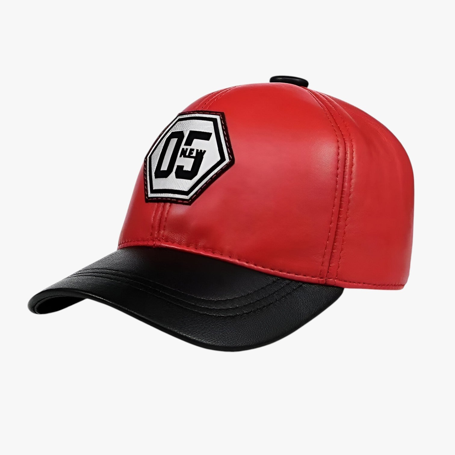 Alessandro | Cappello in pelle rossa – Protezione solare con design ricamato - Rosso 55-58 cm regolabile - Baseball caps caps mens accessory - Concept Palermo