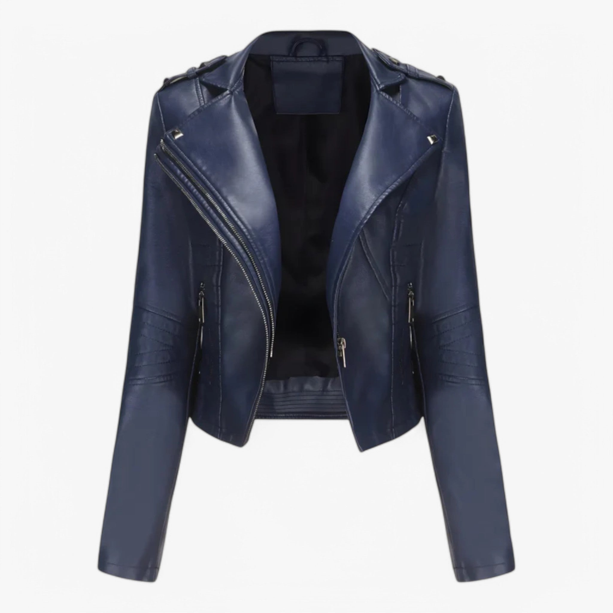 Emma | Giacca corta in pelle - Blu scuro - - Concept Palermo