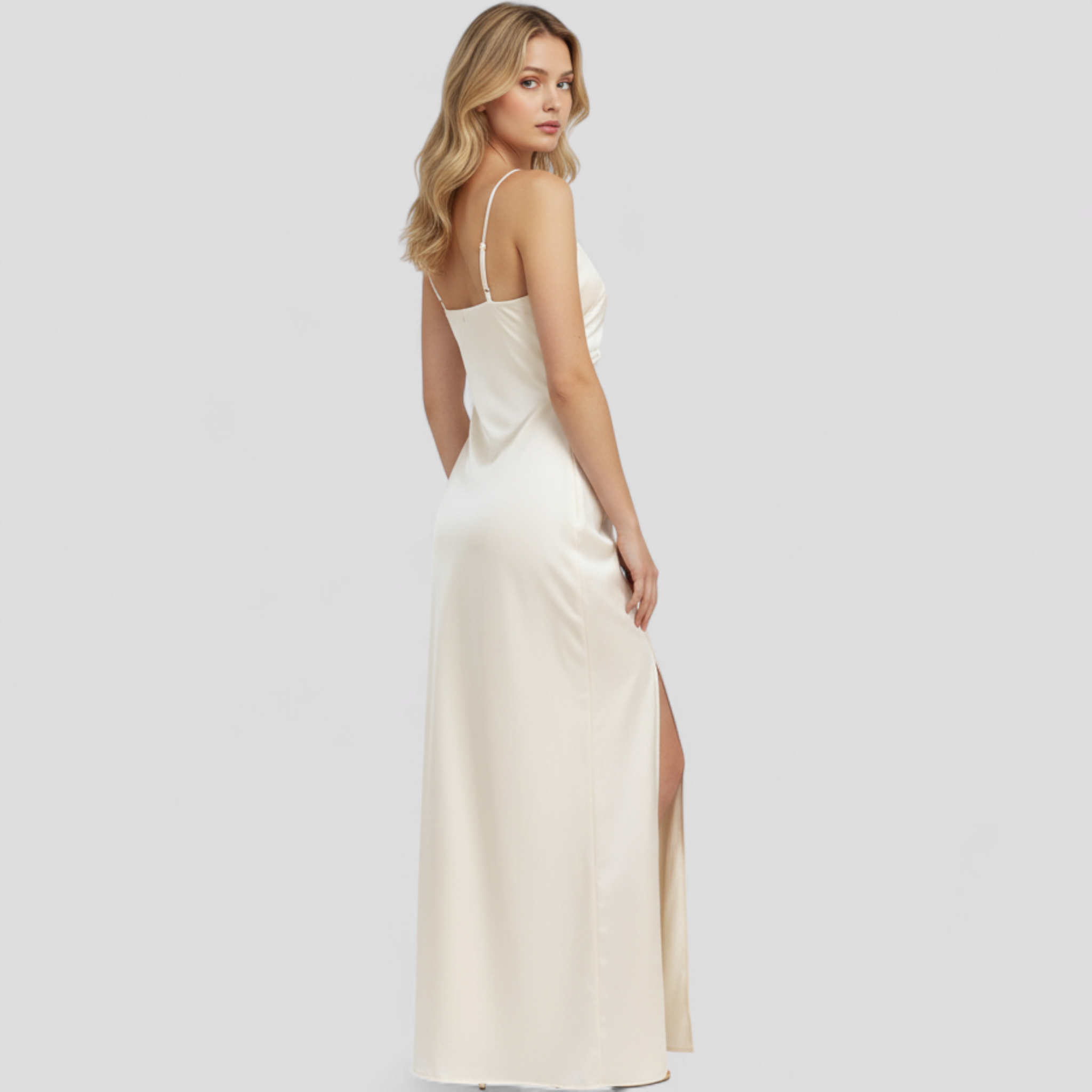 Annelie – Abito lungo in satin elegante con spacchi laterali e spalline sottili - - casual dresses DRESS dresses female dress Maxi Dresses WOMEN - Concept Palermo