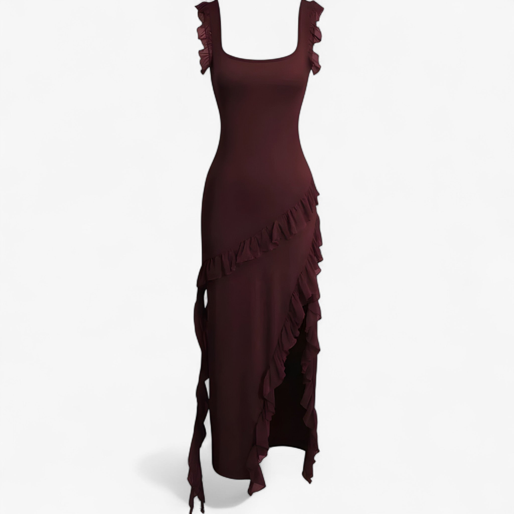 Romina | Abito midi con volant a cascata - Marrone - casual dresses DRESS Dresses female dress Maxi Dresses Mini Dresses - Concept Palermo