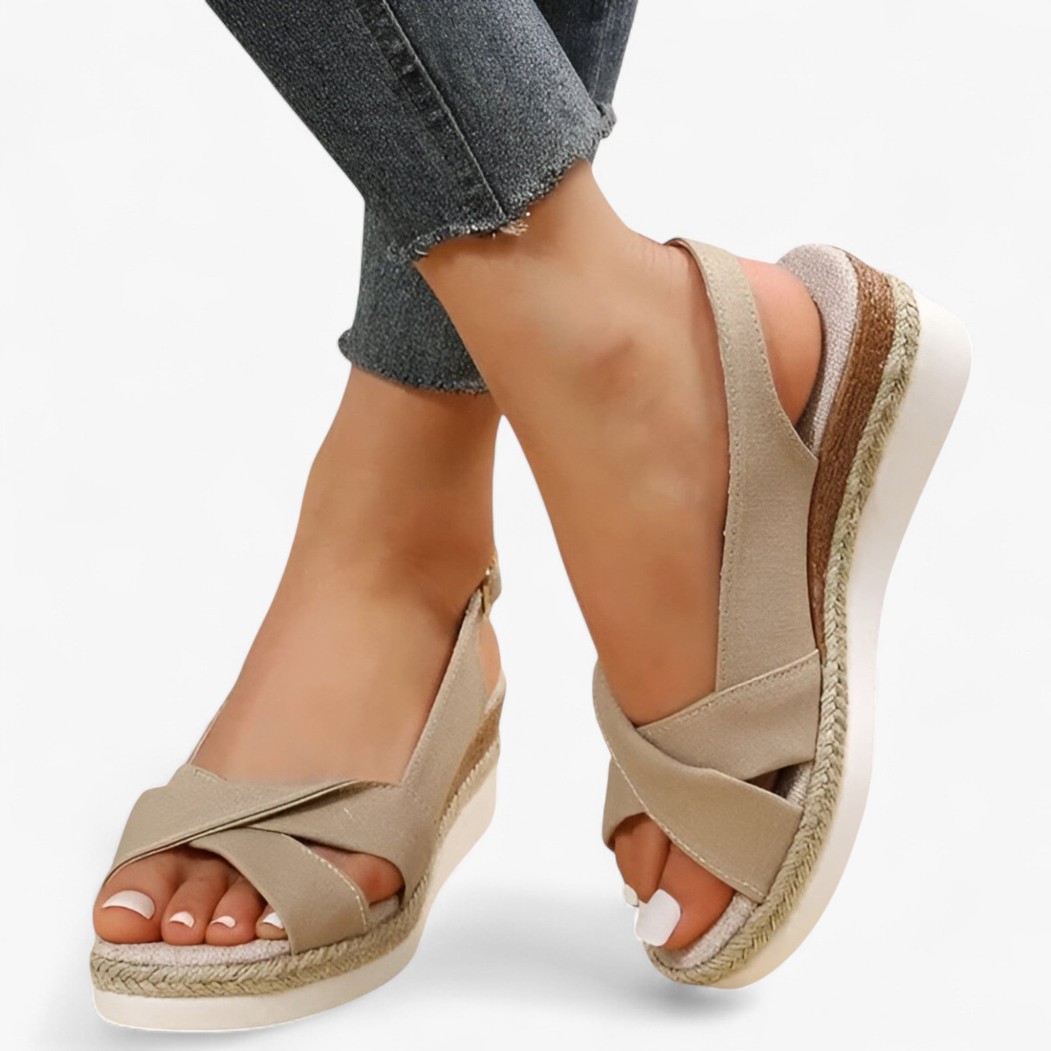 Evangeline | Sandali con zeppa e suola in espadrille - Confortevole ed elegante