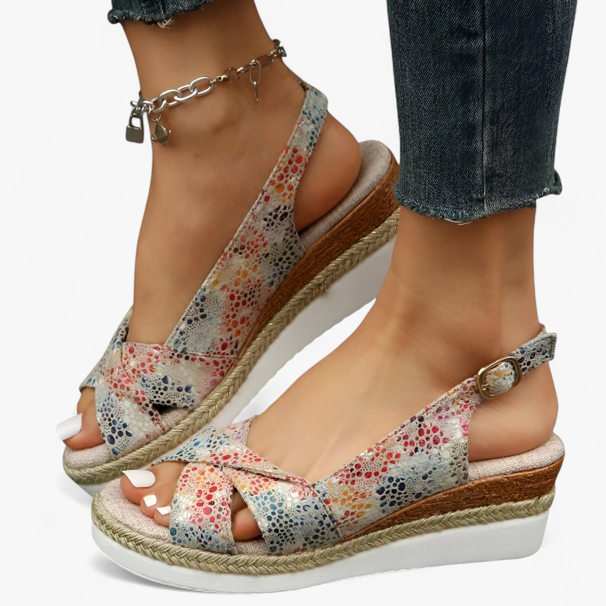 Evangeline | Sandali con zeppa e suola in espadrille - Confortevole ed elegante